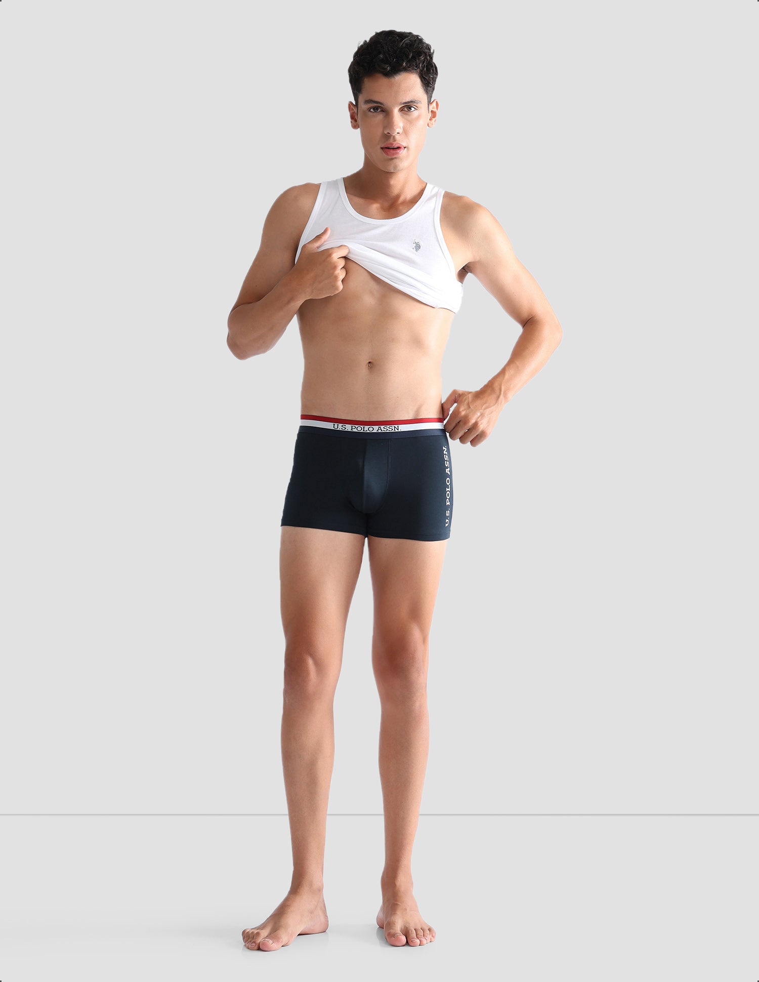 Solid Antibacterial ET002 Trunks - Pack Of 2 White and Navy - U.S. POLO ASSN. | Large