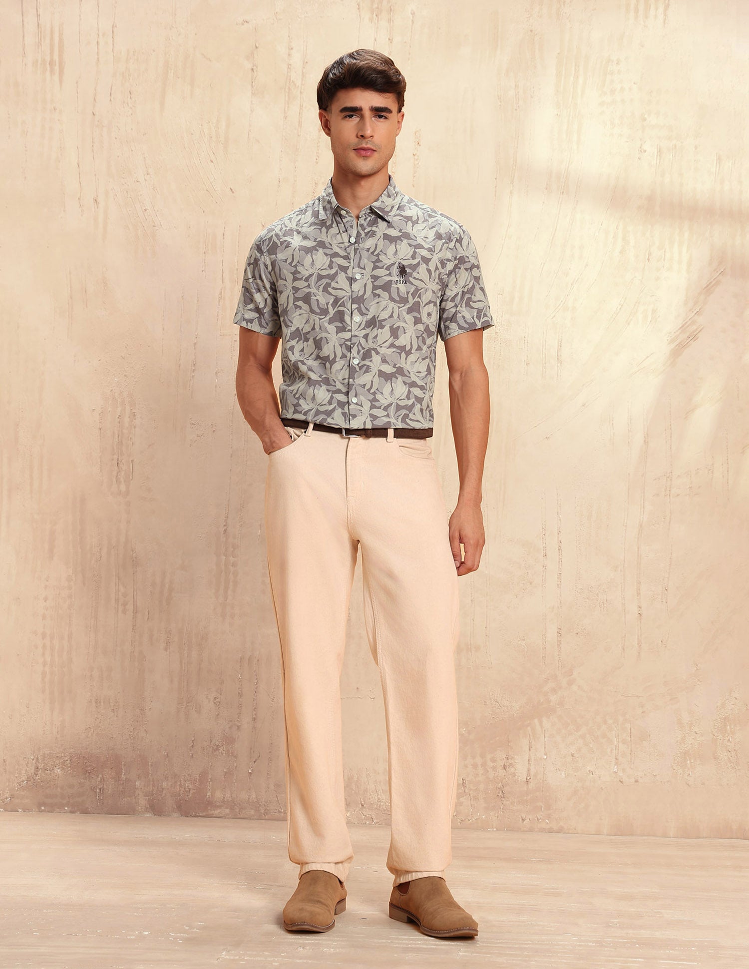 Tropical Printed Legend Of Horseshoe Shirt Wine - U.S. POLO ASSN. | Large