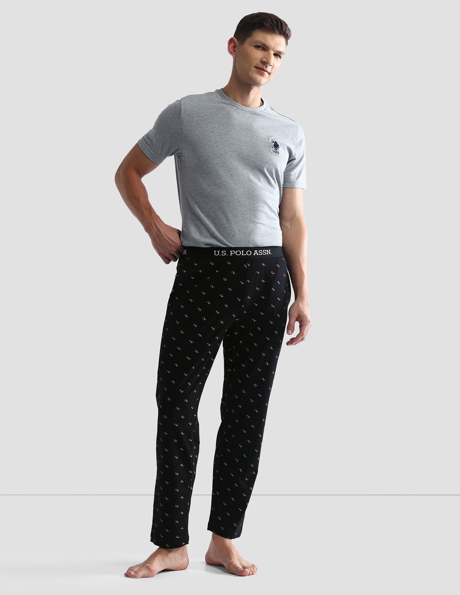 All Over Print OELP3 Lounge Pants - Pack Of 1 Black - U.S. POLO ASSN. | Large