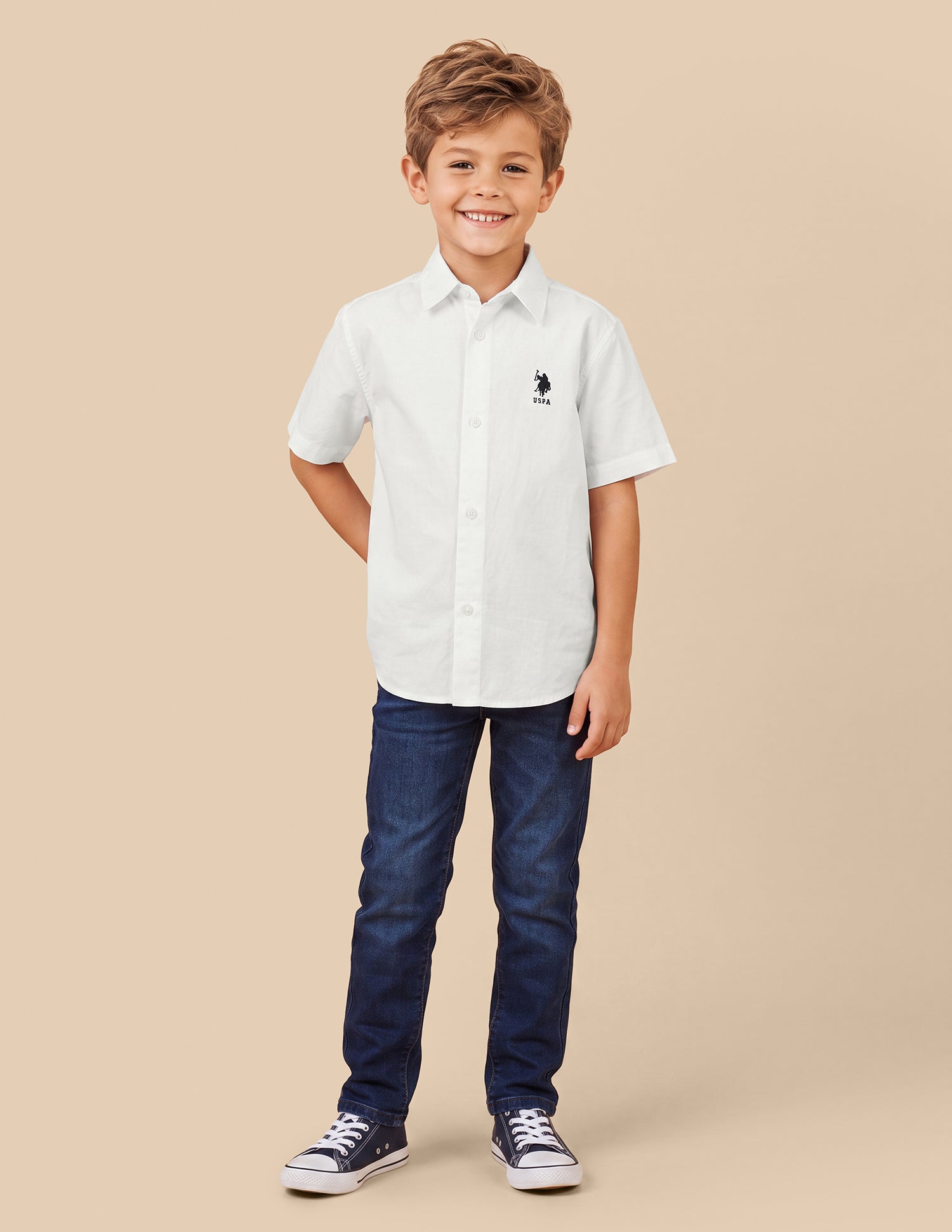Graphic Brand Printed Oxford Shirt White - U.S. Polo Assn. India | Large