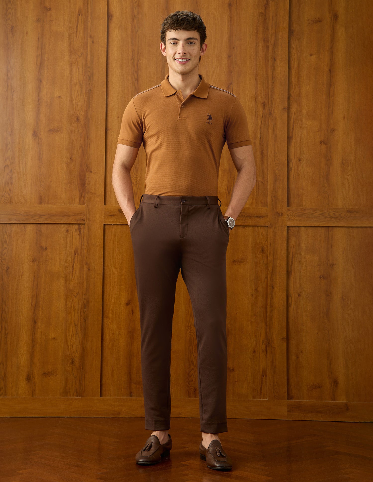 Solid Slim Fit Polo Shirt Mustard - U.S. Polo Assn. India | Large