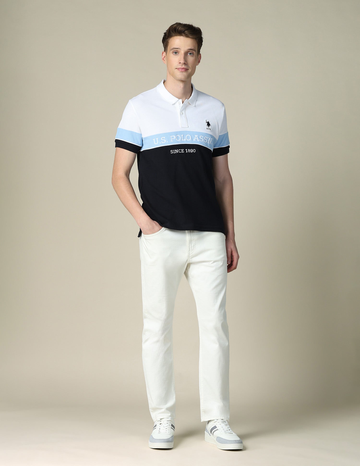 Brand Embroidered Regular Fit Polo Shirt White - U.S. POLO ASSN. | Large