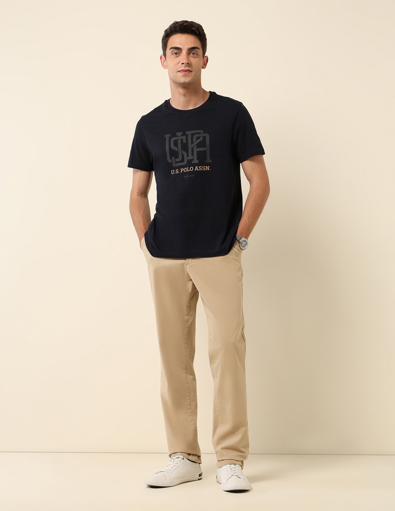 Pure Cotton Slim Fit T- Shirt Navy - U.S. Polo Assn. India | Large