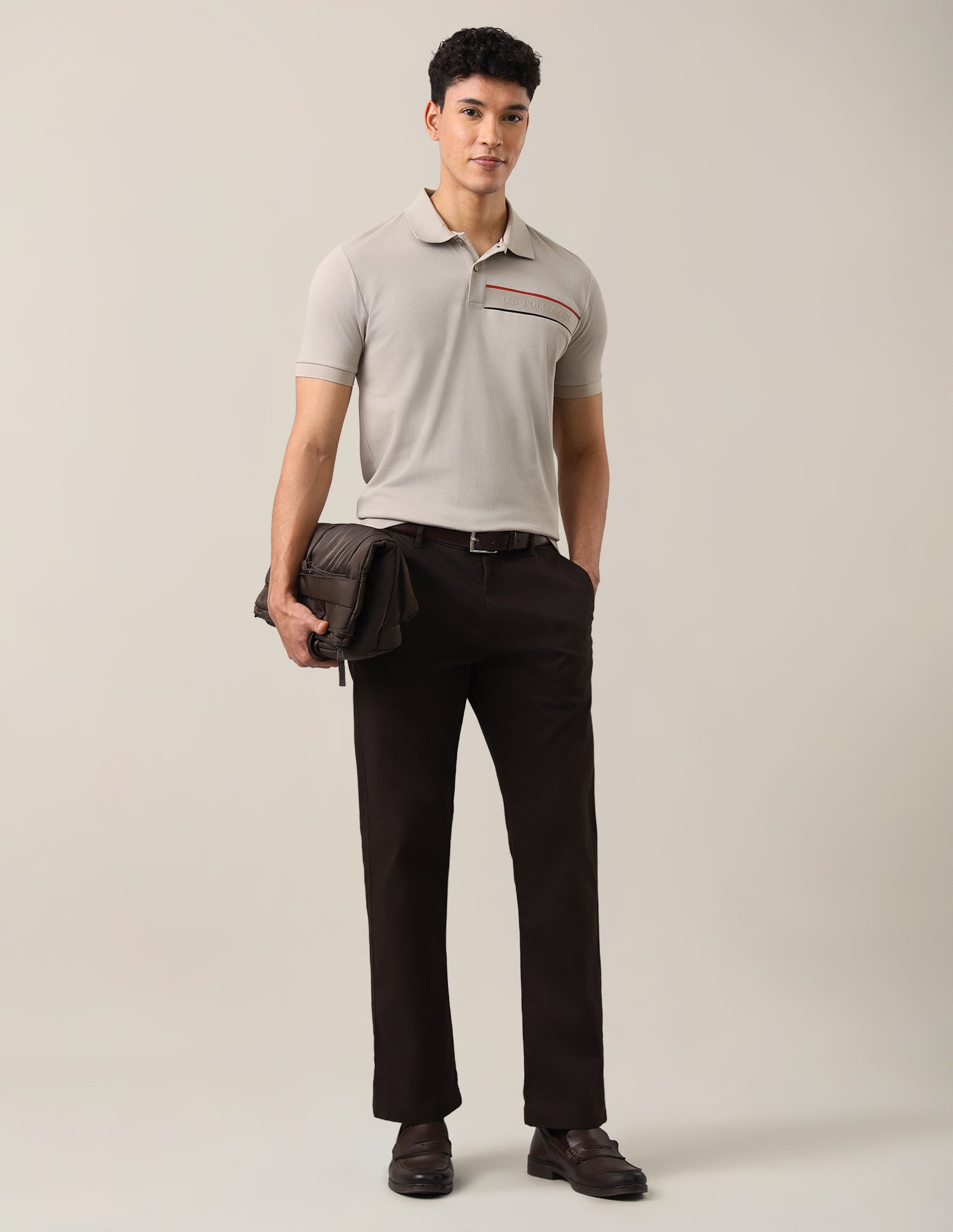 Solid Slim Fit Polo Shirt Grey - U.S. Polo Assn. India | Large