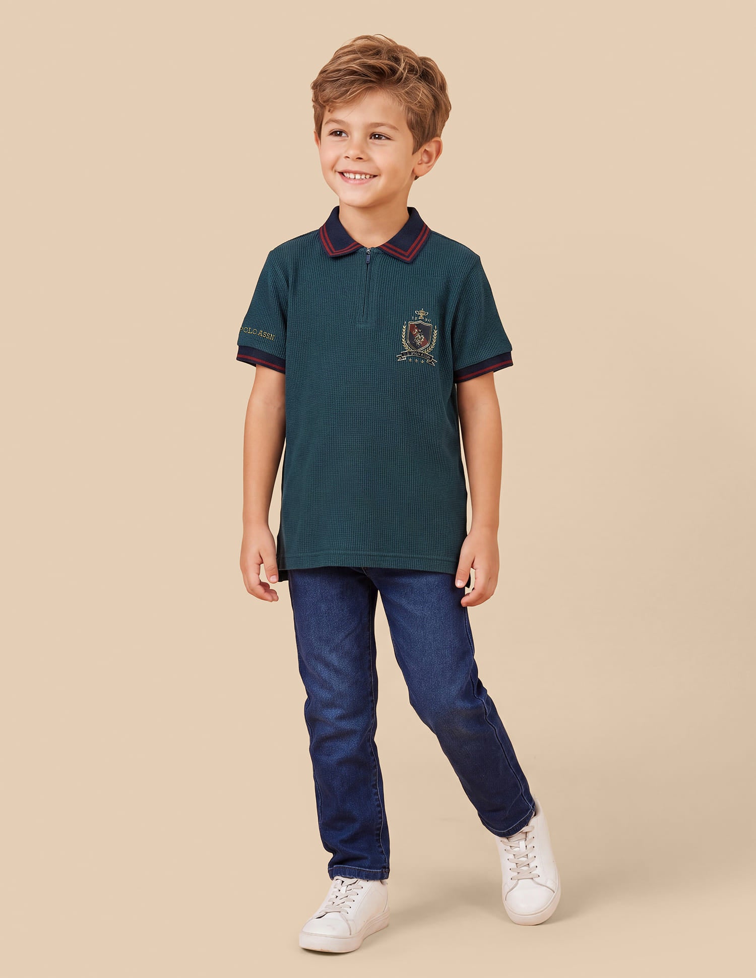 Textured Regular Fit Polo Shirt Green - U.S. Polo Assn. India | Large