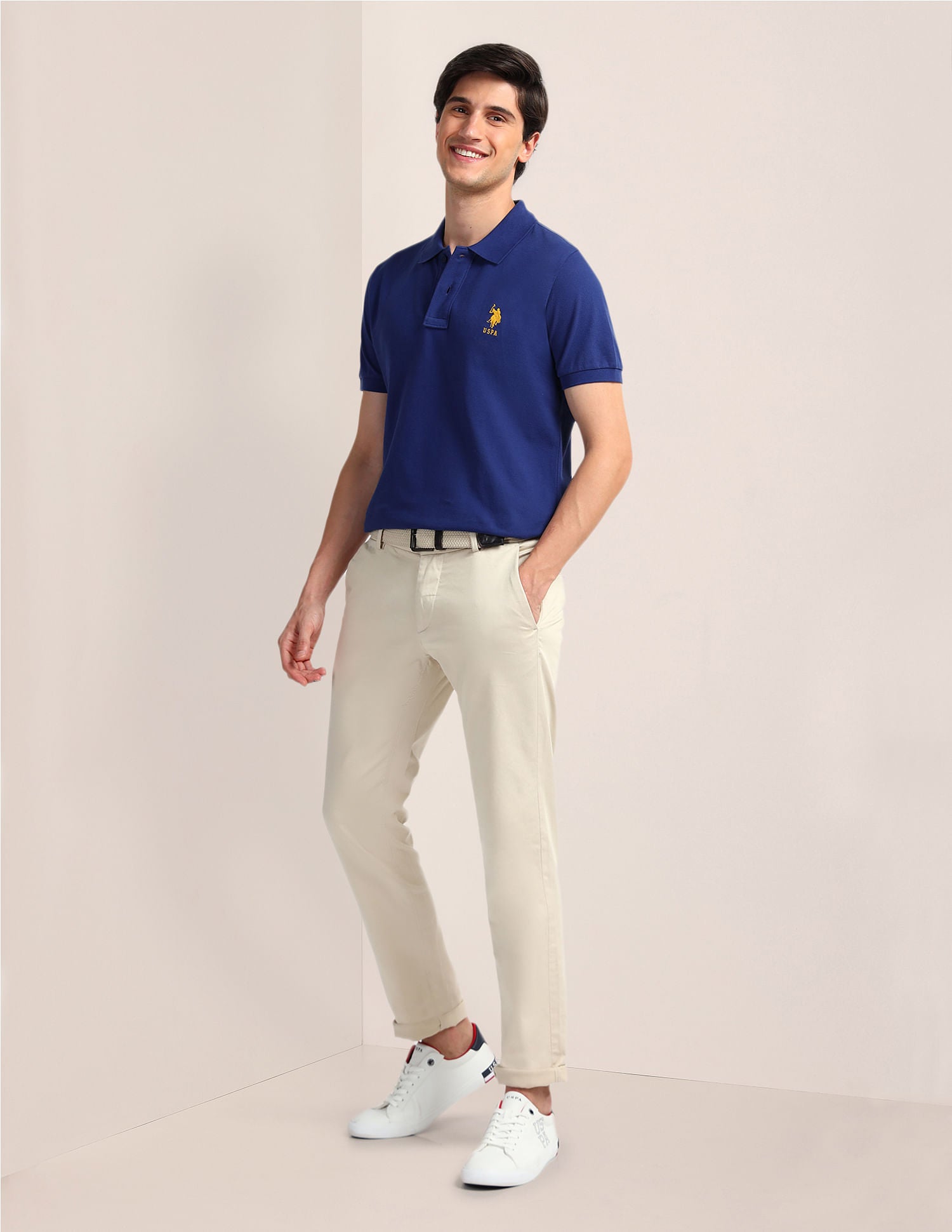 Contrast Logo Slim Polo Shirt Blue - U.S. Polo Assn. India | Large