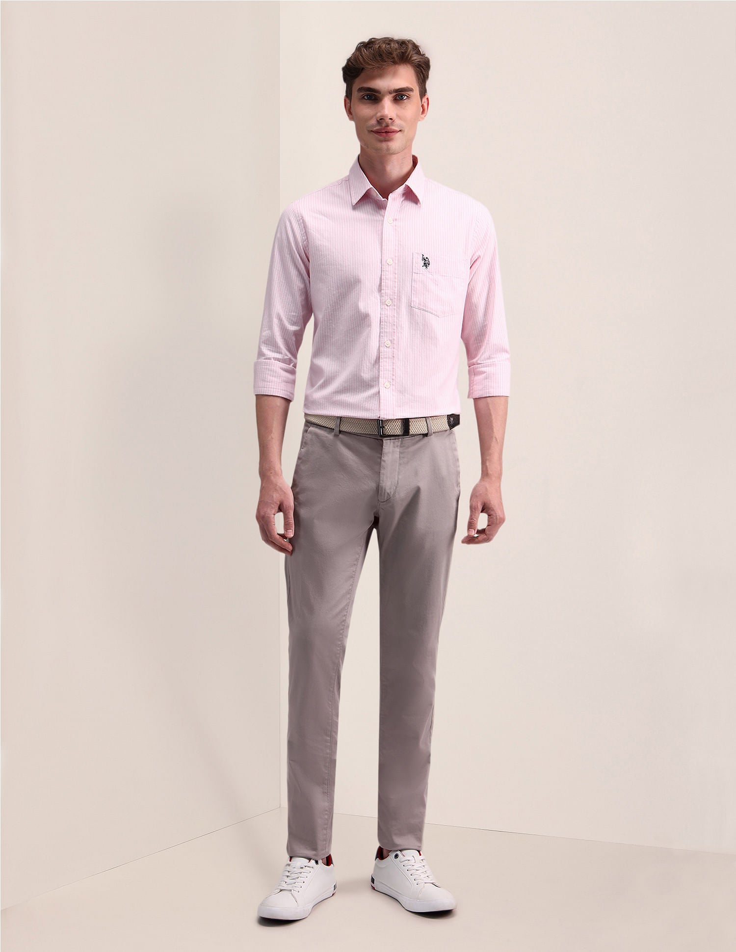 Regular Fit Dobby Shirt Pink - U.S. POLO ASSN. | Large