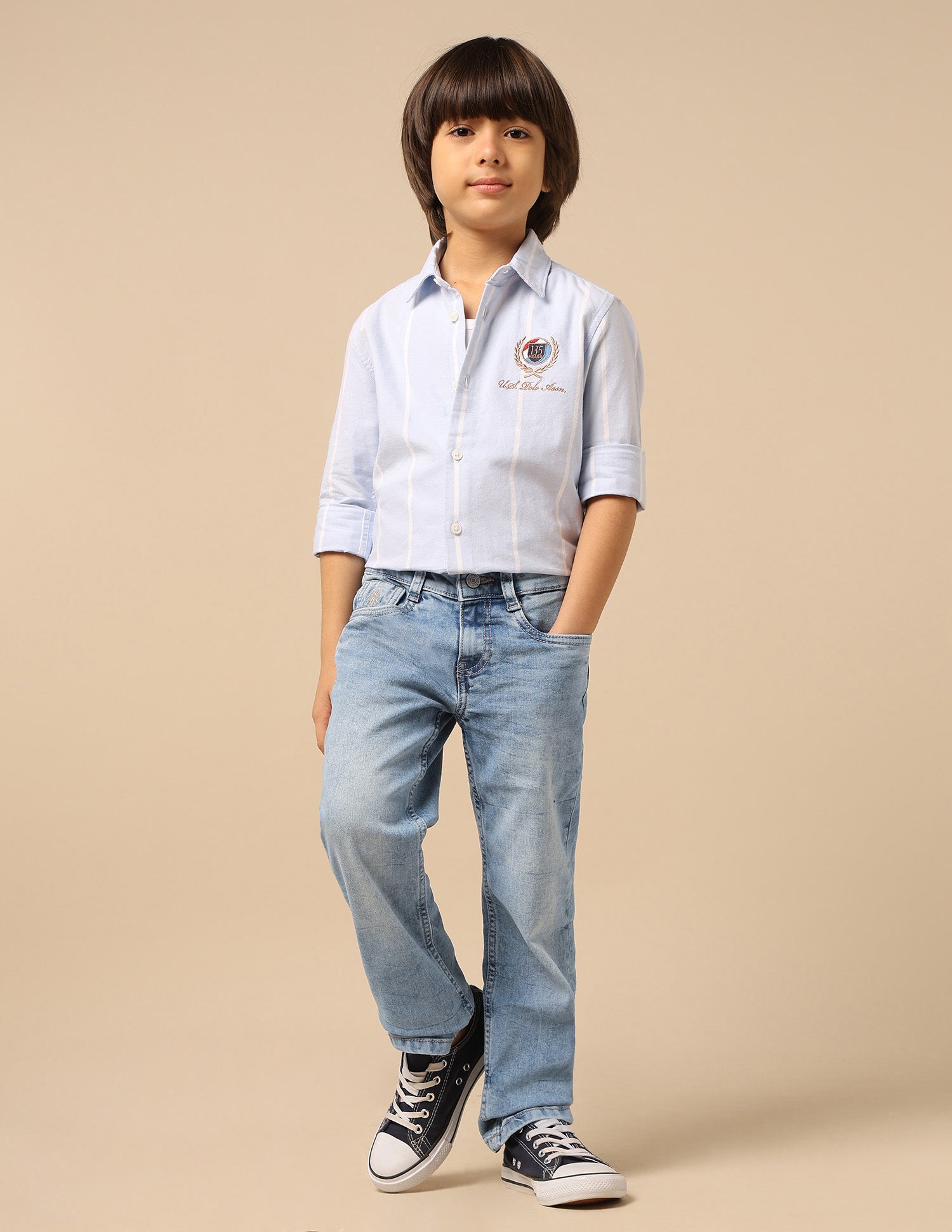 Boys Stone Washed Relaxed Fit Jeans Light Blue - U.S. POLO ASSN. | Large