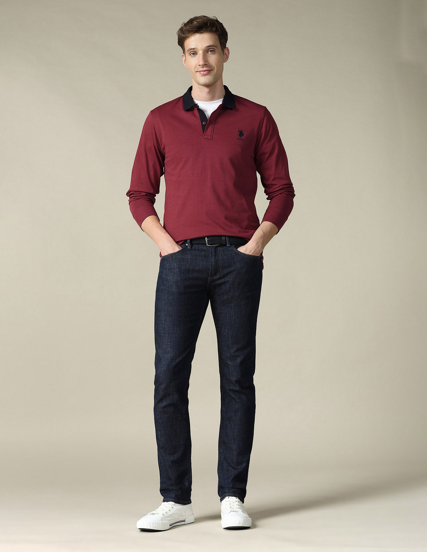 Solid Regular Fit Polo Shirt Maroon - U.S. Polo Assn. India | Large