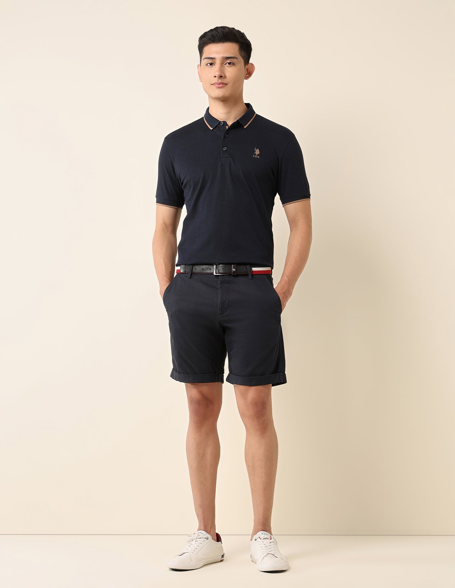 Textured Slim Fit Polo Shirt Navy - U.S. Polo Assn. India | Large