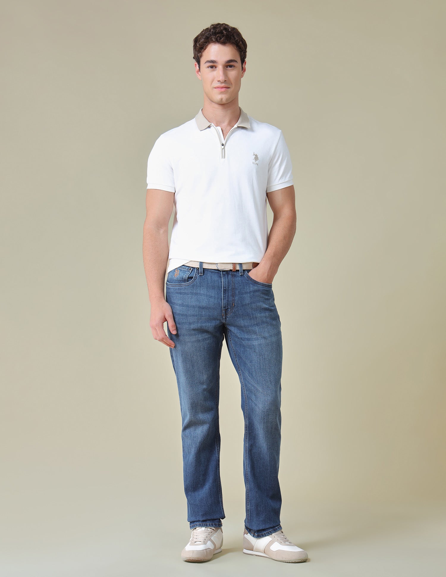 Harold Slim Straight Fit Blue Jeans Mid Blue - U.S. Polo Assn. India | Large