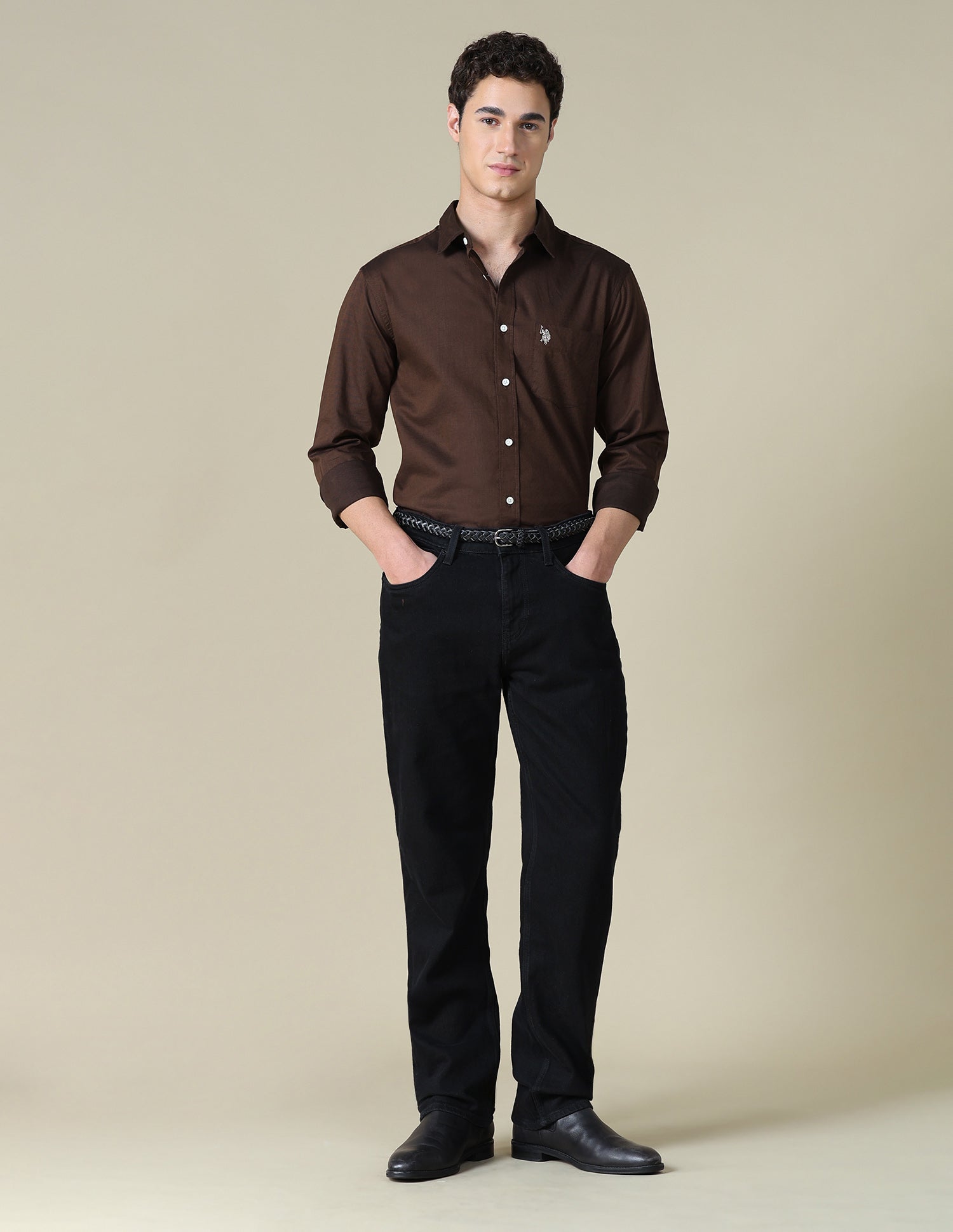 Solid Tailored Fit Shirt Choco - U.S. Polo Assn. India | Large
