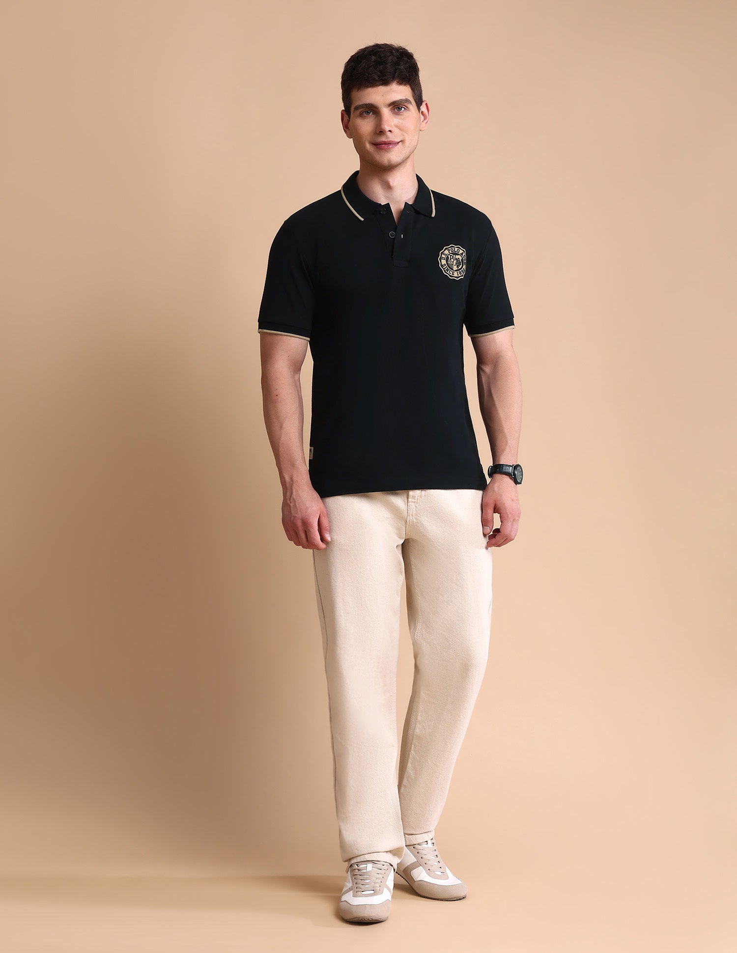 Pure Cotton Muscle Fit Polo Shirt Black - U.S. POLO ASSN. | Large