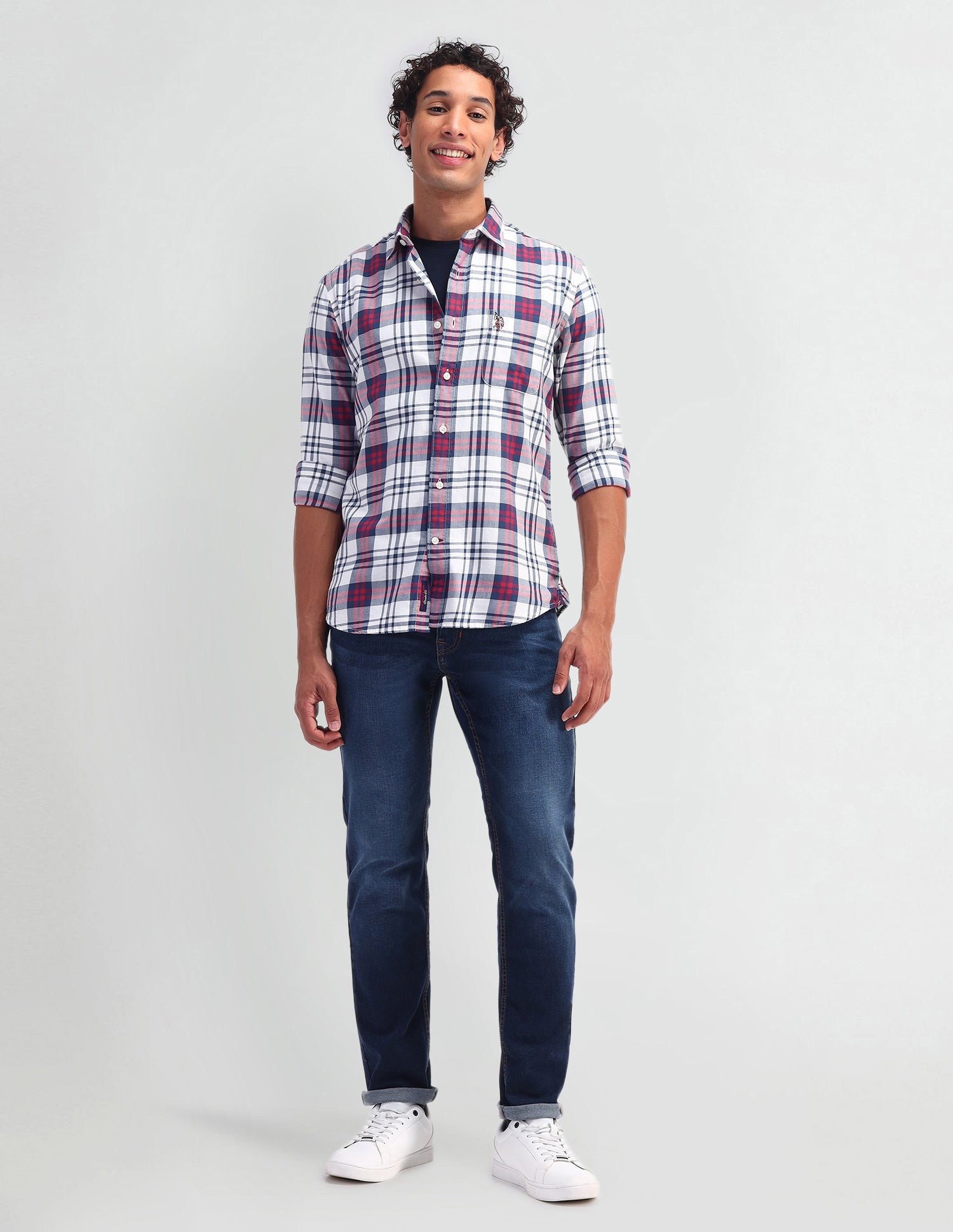 Slim Fit Madras Checked Shirt Navy - U.S. Polo Assn. India | Large