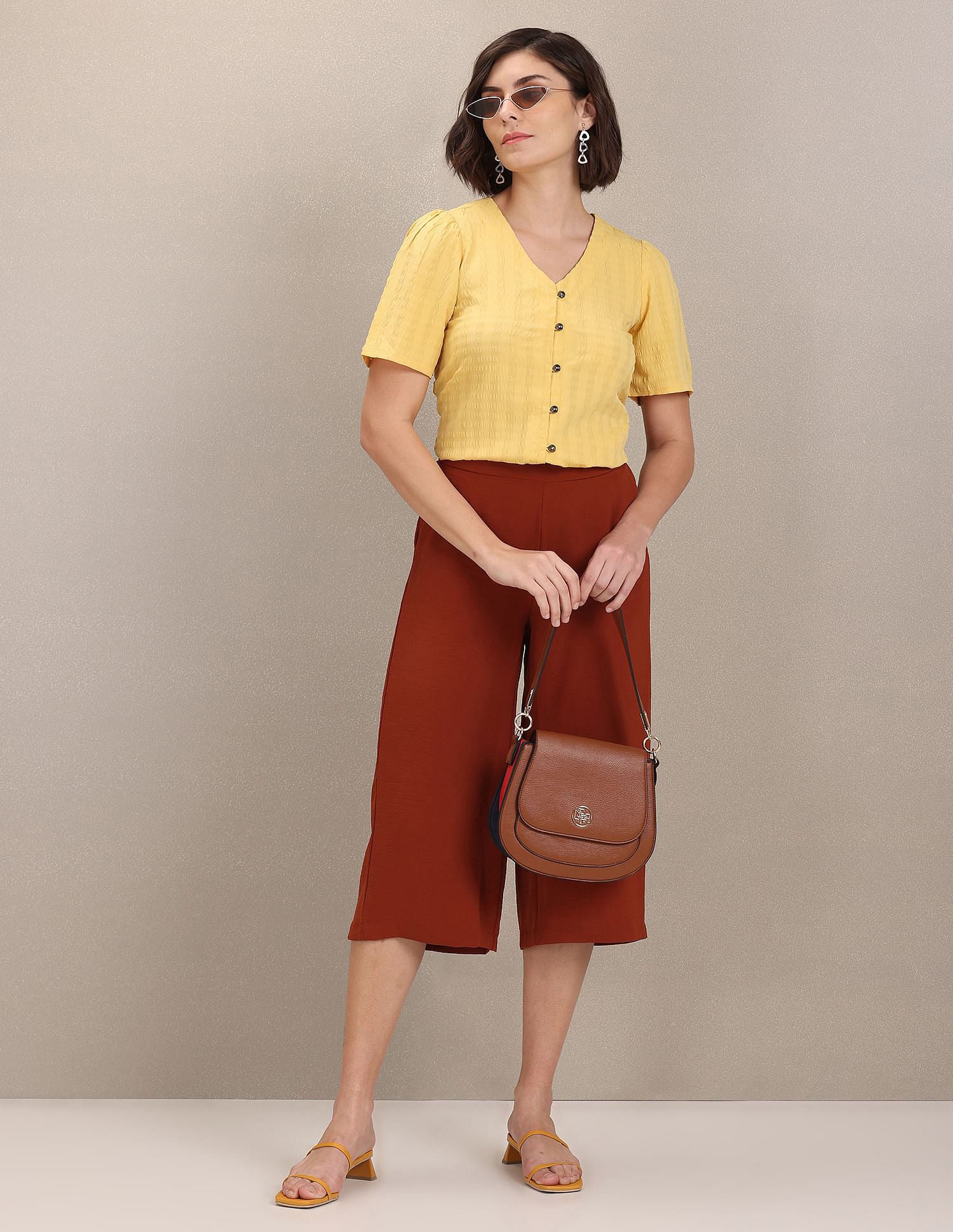 Full Button Closure Textured Top Yellow - U.S. POLO ASSN. | Large