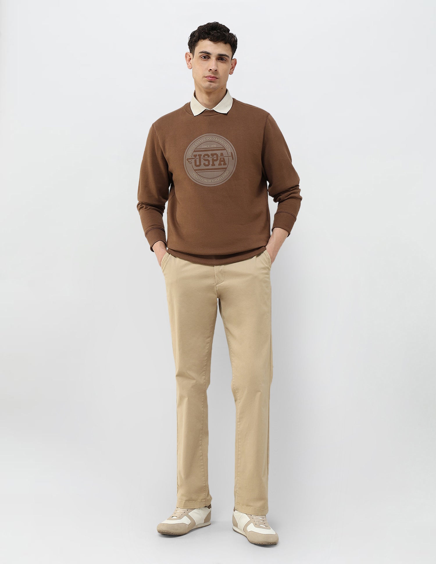 Brand Printed Regular Fit Sweatshirt Dark Brown - U.S. POLO ASSN. | Large