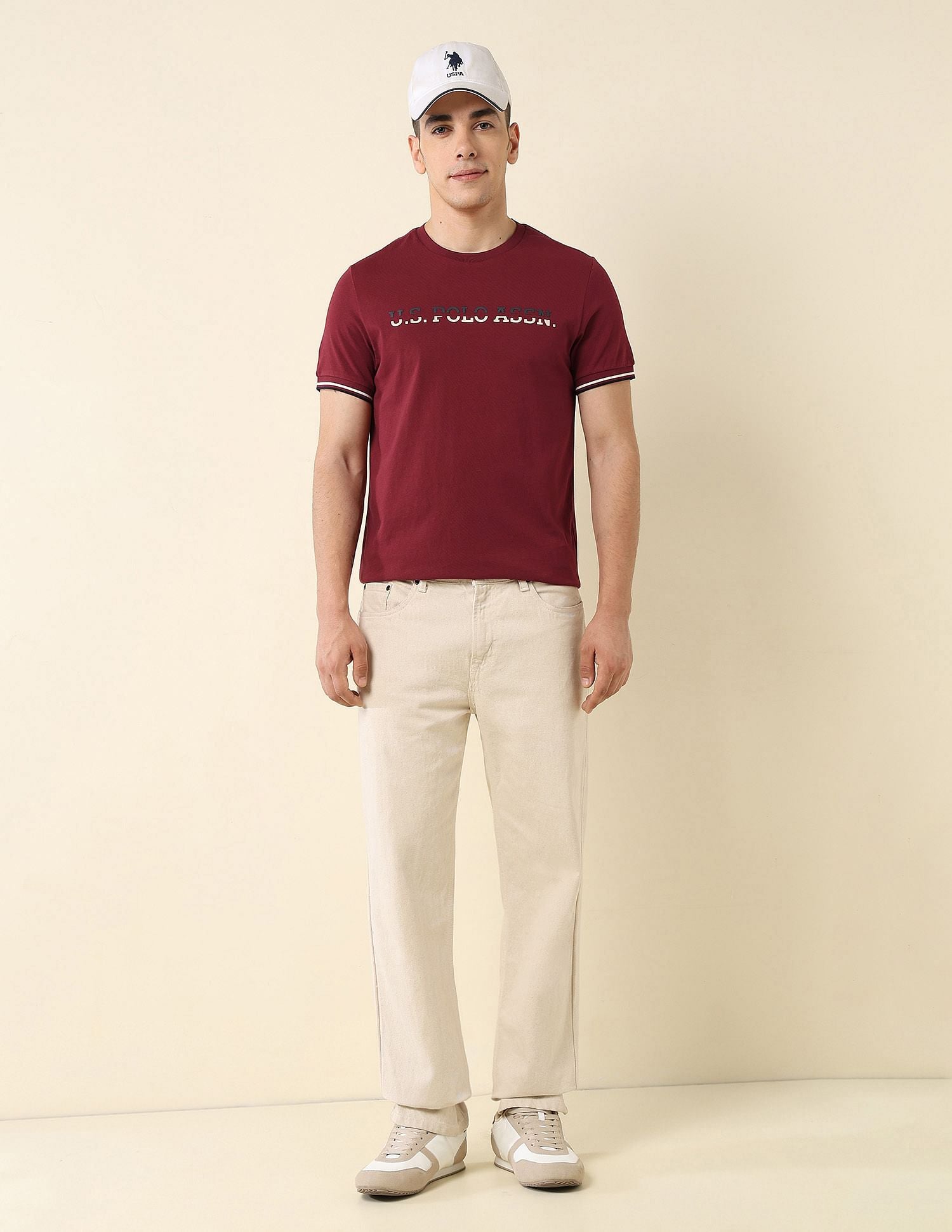 Brand Printed Slim Fit T-Shirt Wine - U.S. POLO ASSN. | Large