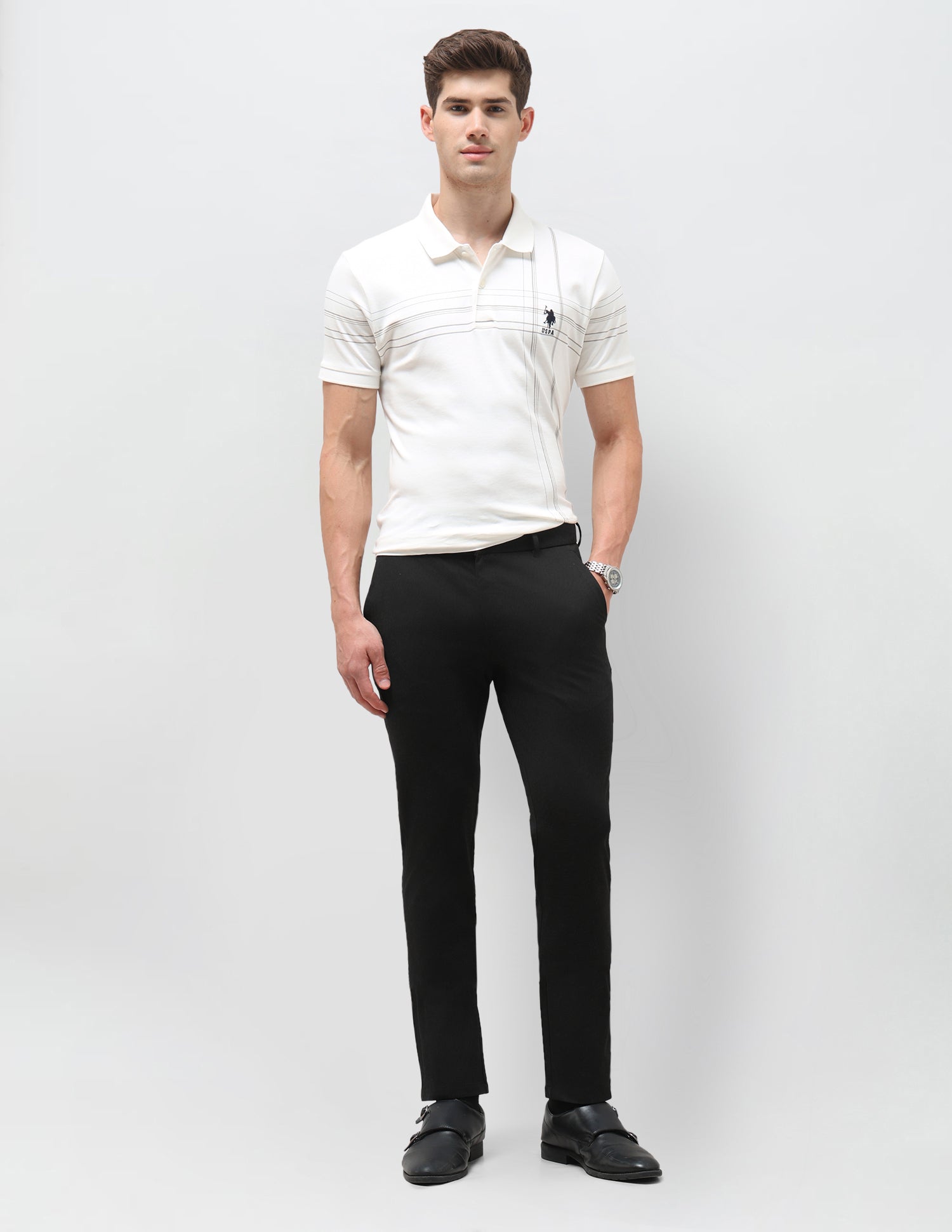 Knitted Austin Slim Fit Trousers Black - U.S. Polo Assn. India | Large