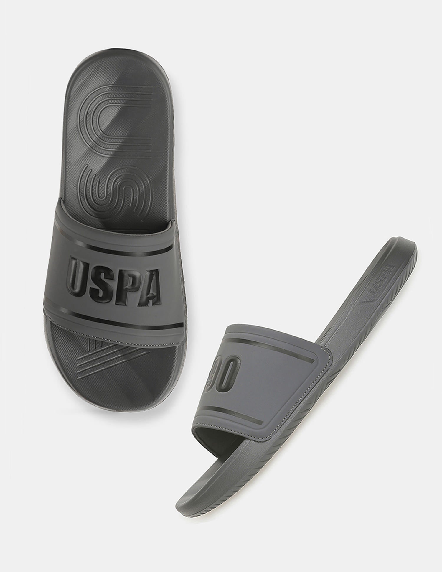 Men Eva Deja Slippers Grey - U.S. Polo Assn. India | Large