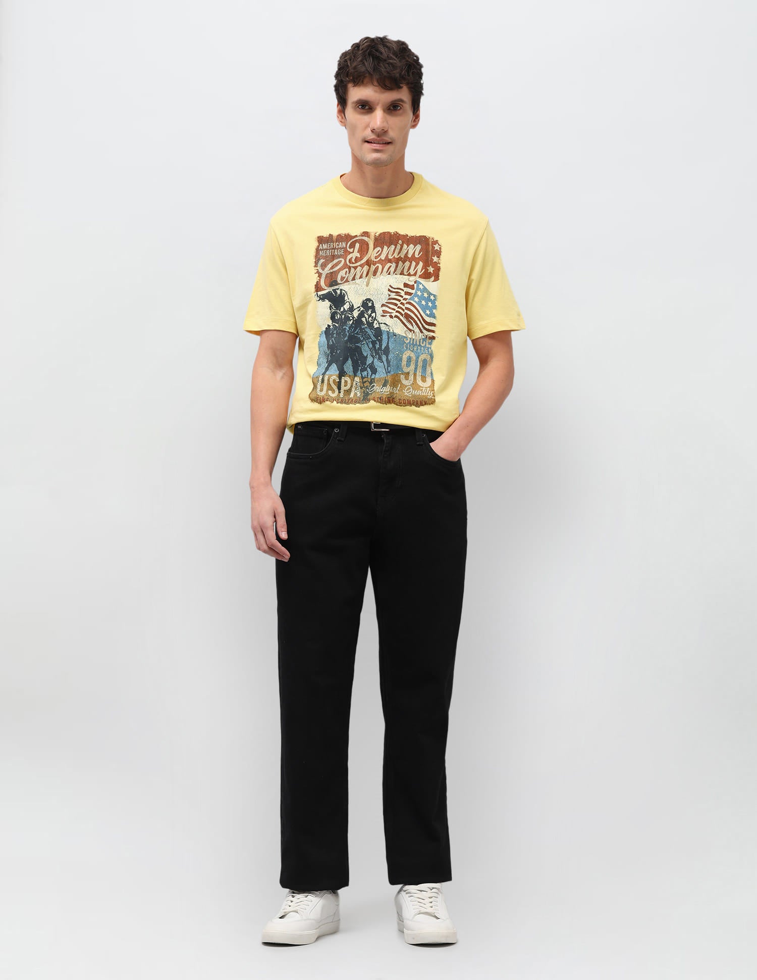 Printed Regular Fit T-Shirt Yellow - U.S. Polo Assn. India | Large