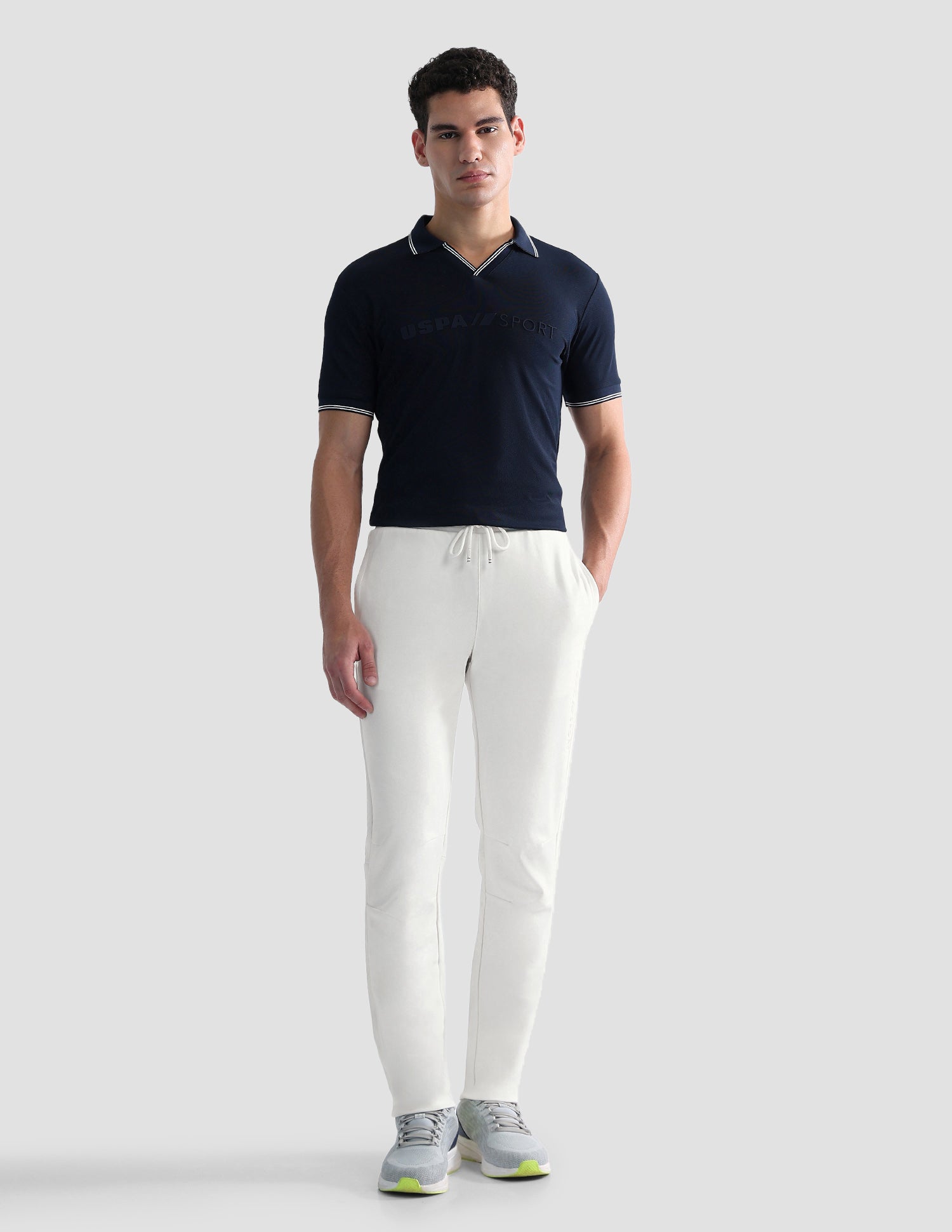 Mid Rise Regular Fit Active Track Pants Off White - U.S. POLO ASSN. | Large