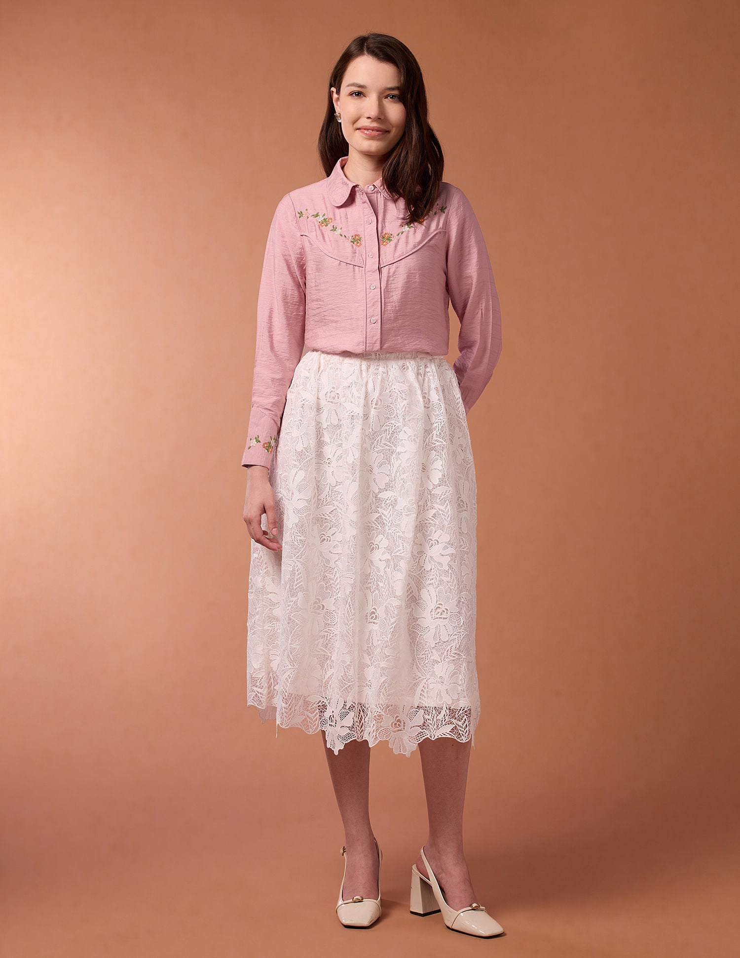 Embroidered Yoke Dobby Top Pink - U.S. Polo Assn. India | Large