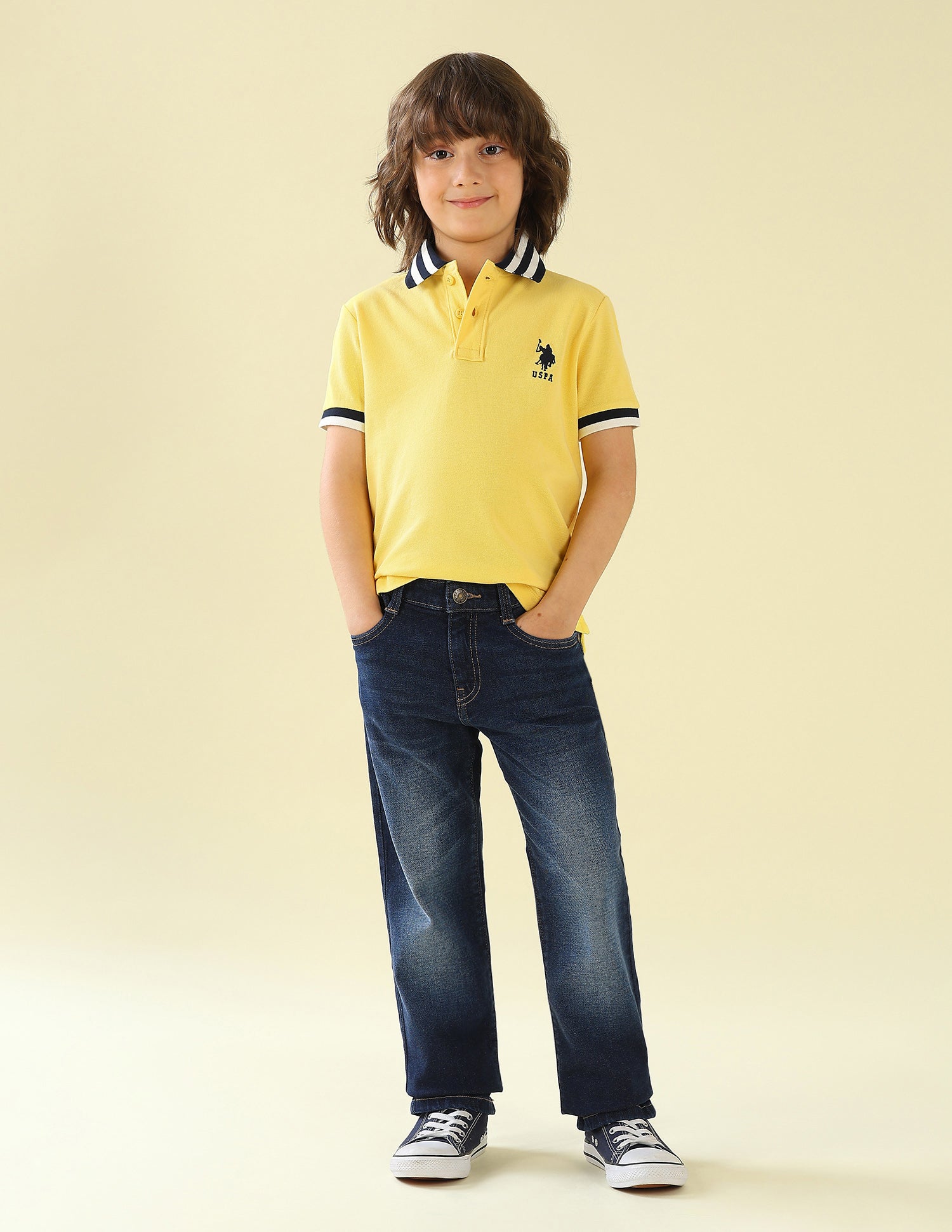 Solid Regular Fit Polo Shirt Yellow - U.S. Polo Assn. India | Large