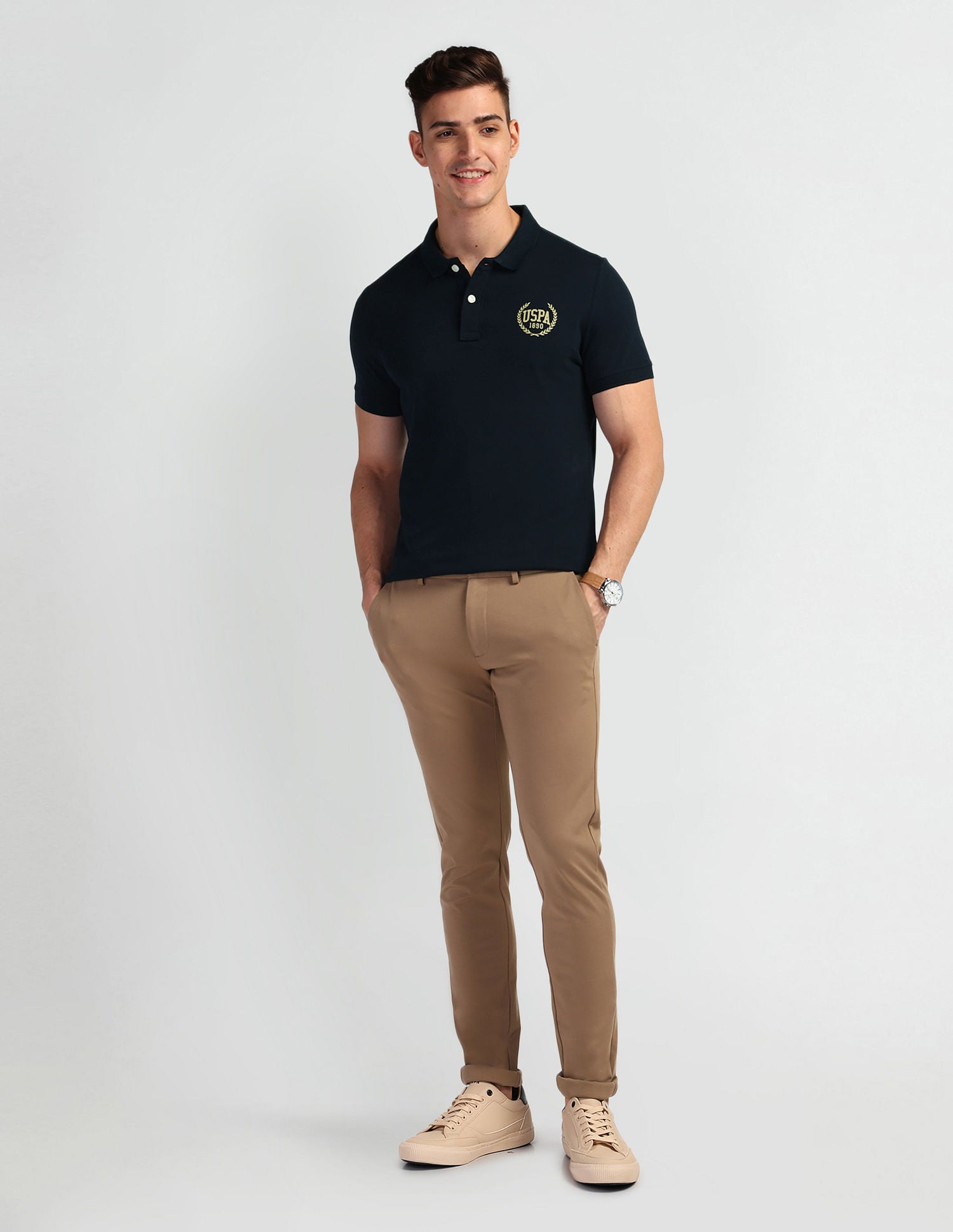 Brand Print Polo Shirt Navy - U.S. Polo Assn. India | Large