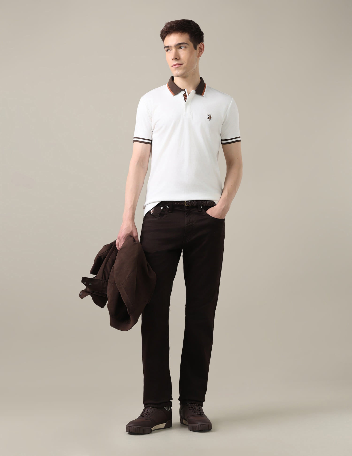 Solid Slim Fit Polo Shirt White - U.S. Polo Assn. India | Large