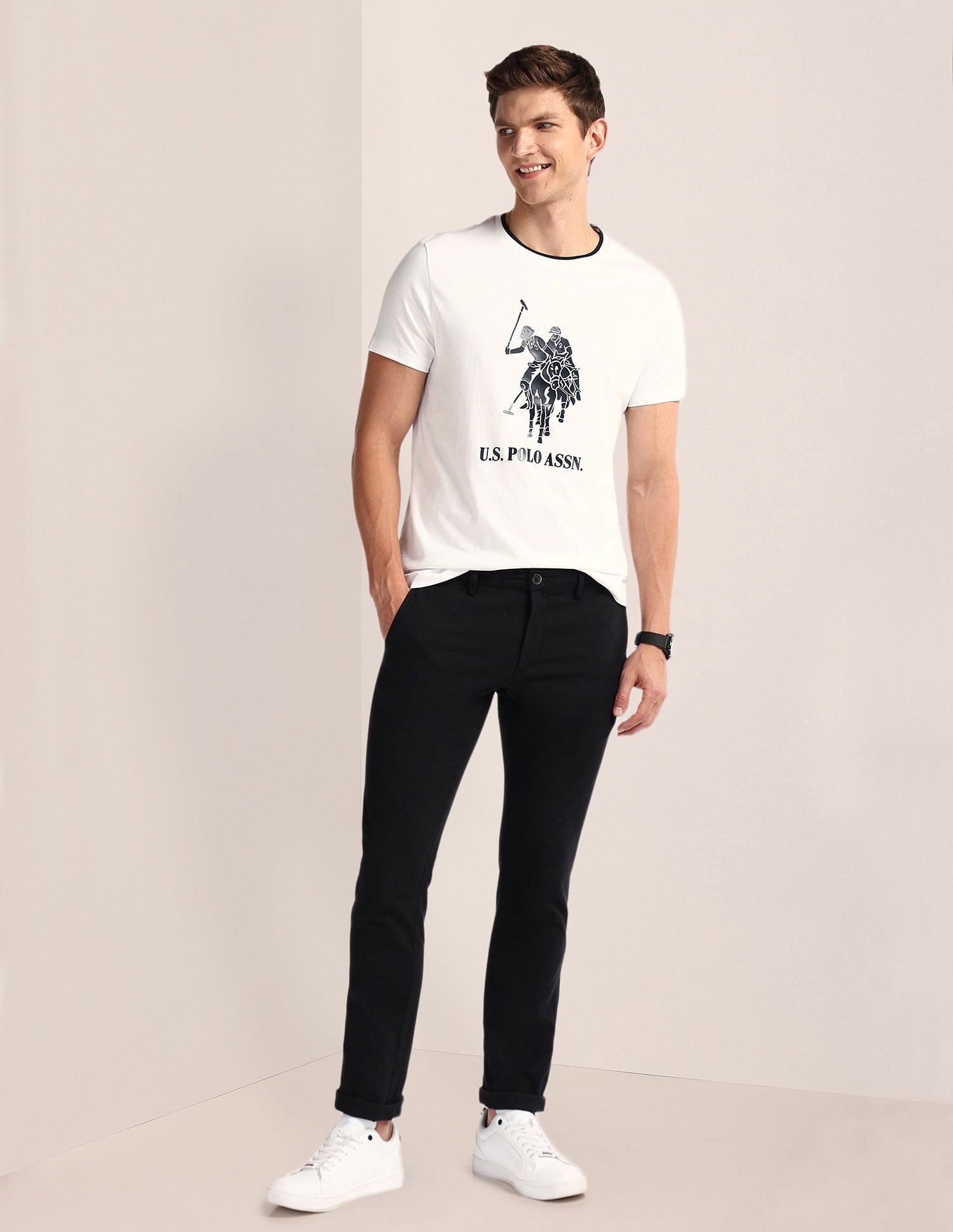 Brand Print Slim T-Shirt White - U.S. POLO ASSN. | Large