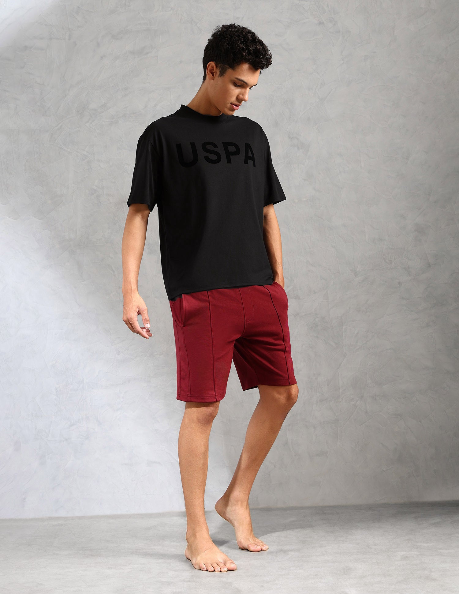 Brand Printed Comfort Fit OEE09 Lounge T-Shirt - Pack Of 1 Black - U.S. POLO ASSN. | Large