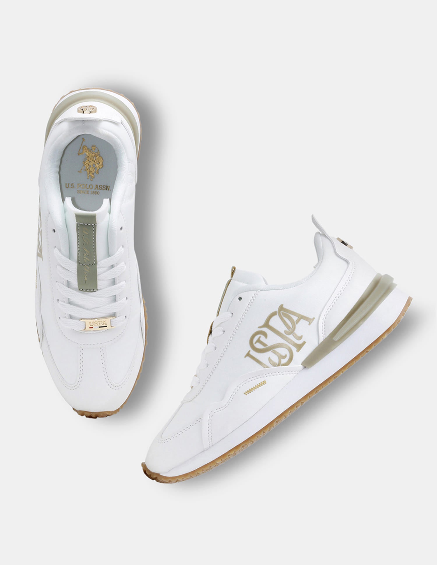 Women Esme Round Toe Lace Ups Sneakers Off White - U.S. Polo Assn. India | Large