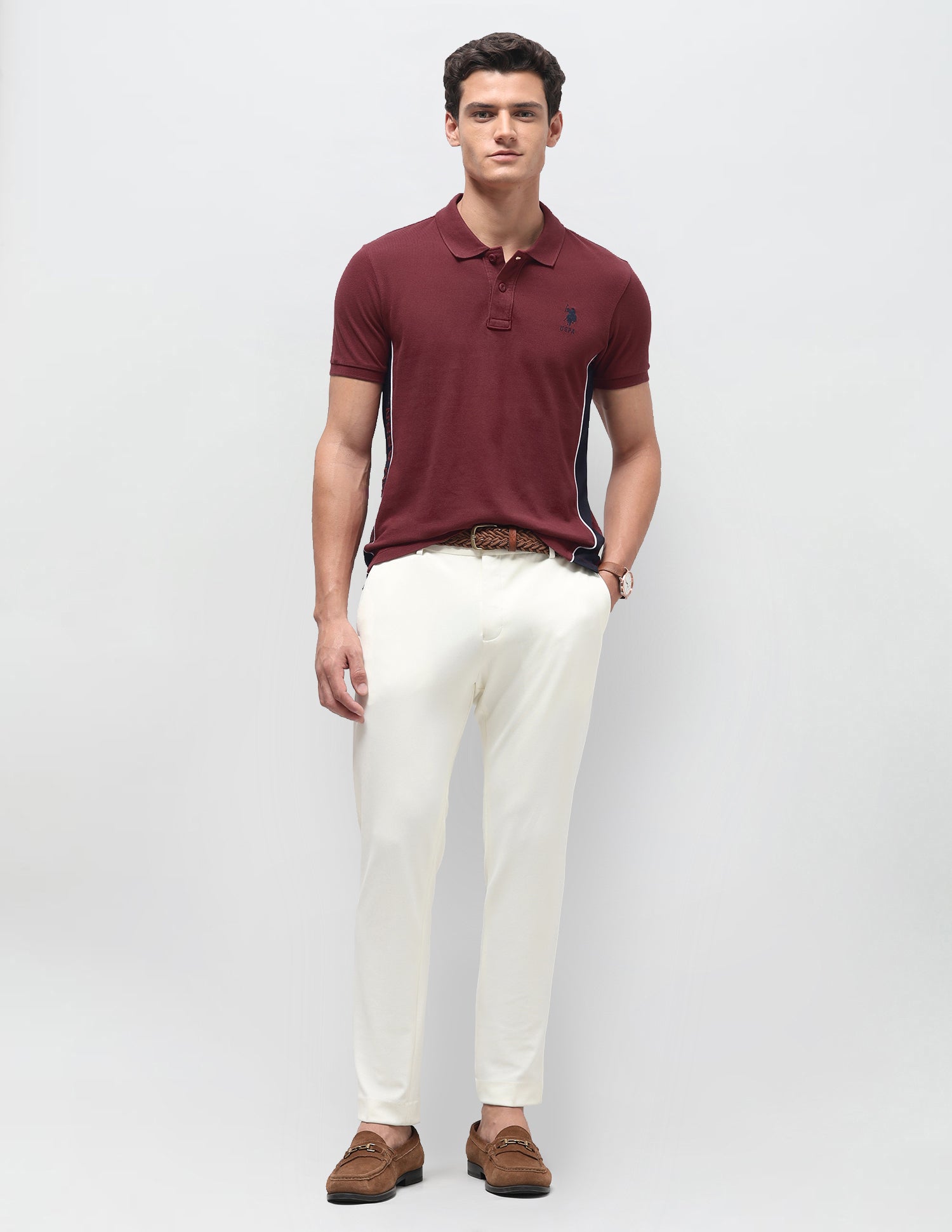 Solid Slim Fit Polo Shirt Maroon - U.S. Polo Assn. India | Large