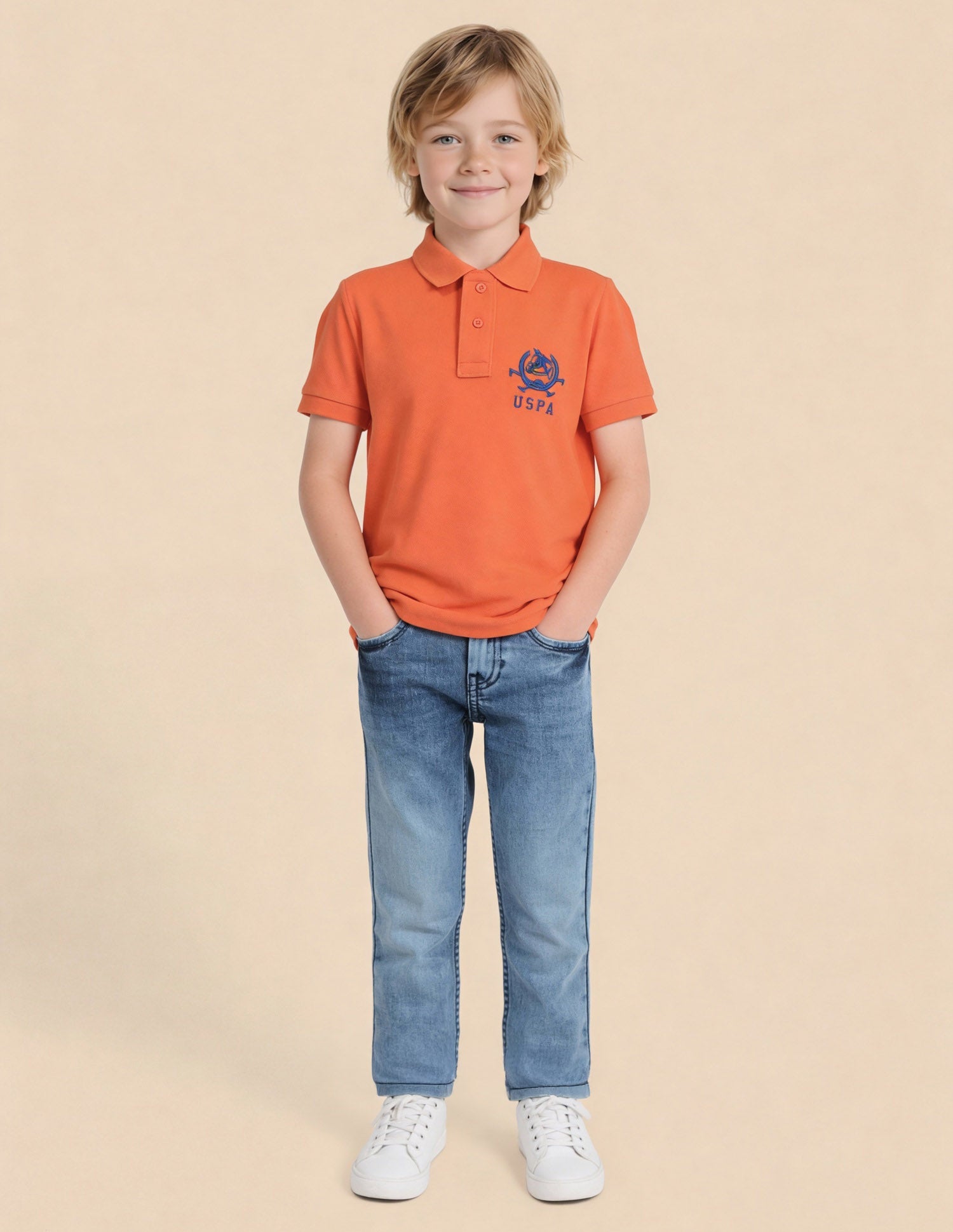 Boys Pure Cotton Polo Shirt Orange - U.S. Polo Assn. India | Large
