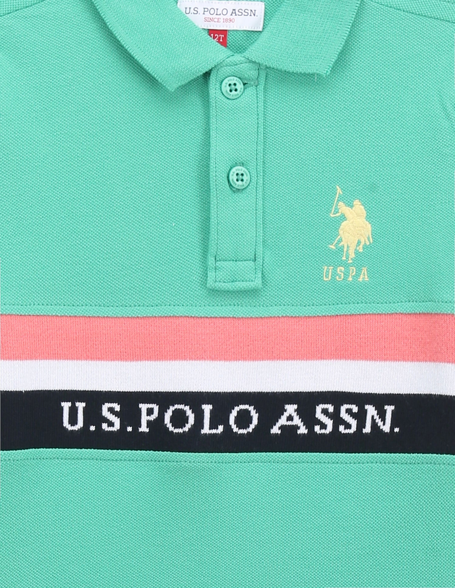 Boys Brand Tape Polo Shirt Green - U.S. Polo Assn. India | Large