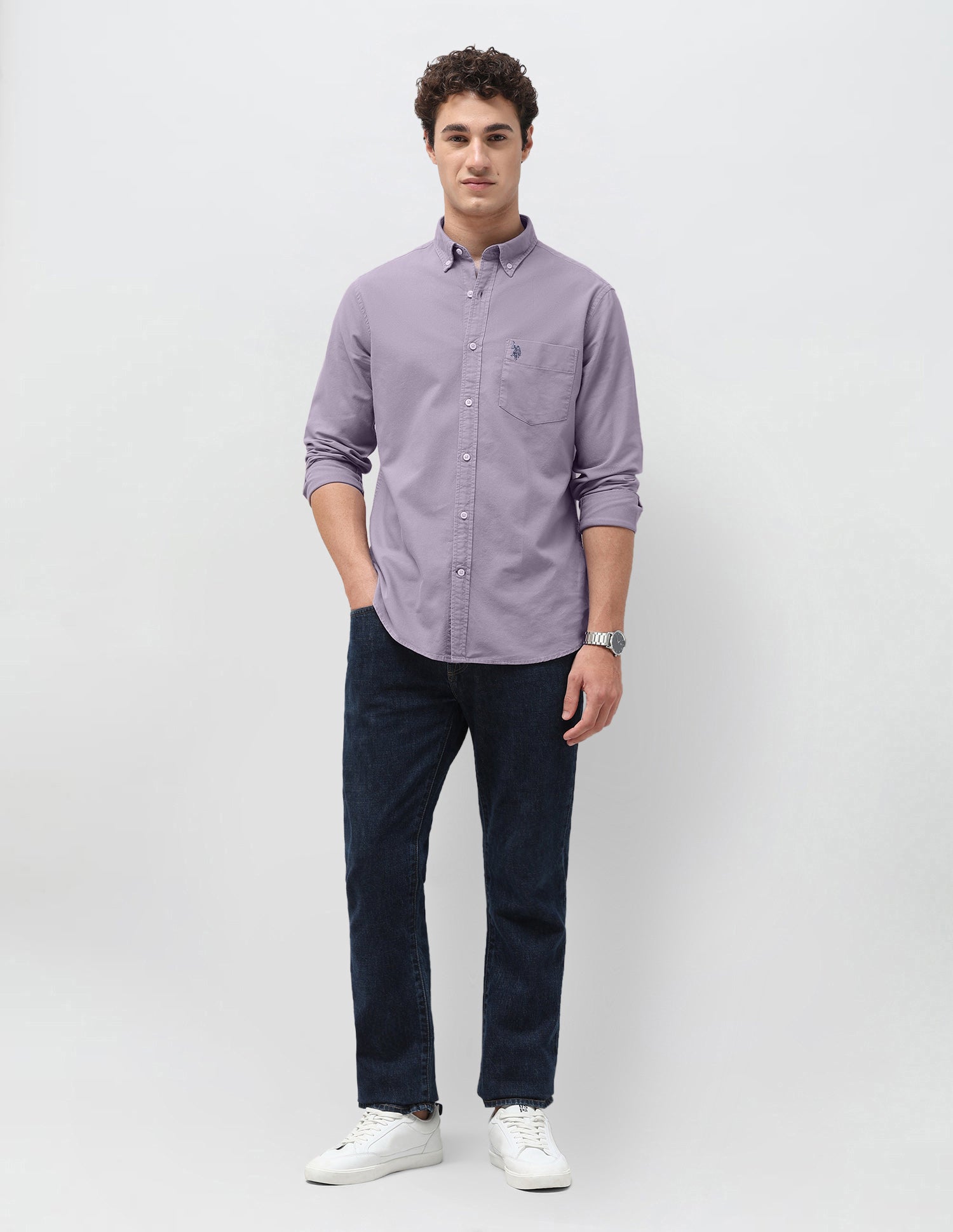 Tailored Fit Oxford Shirt Purple - U.S. Polo Assn. India | Large
