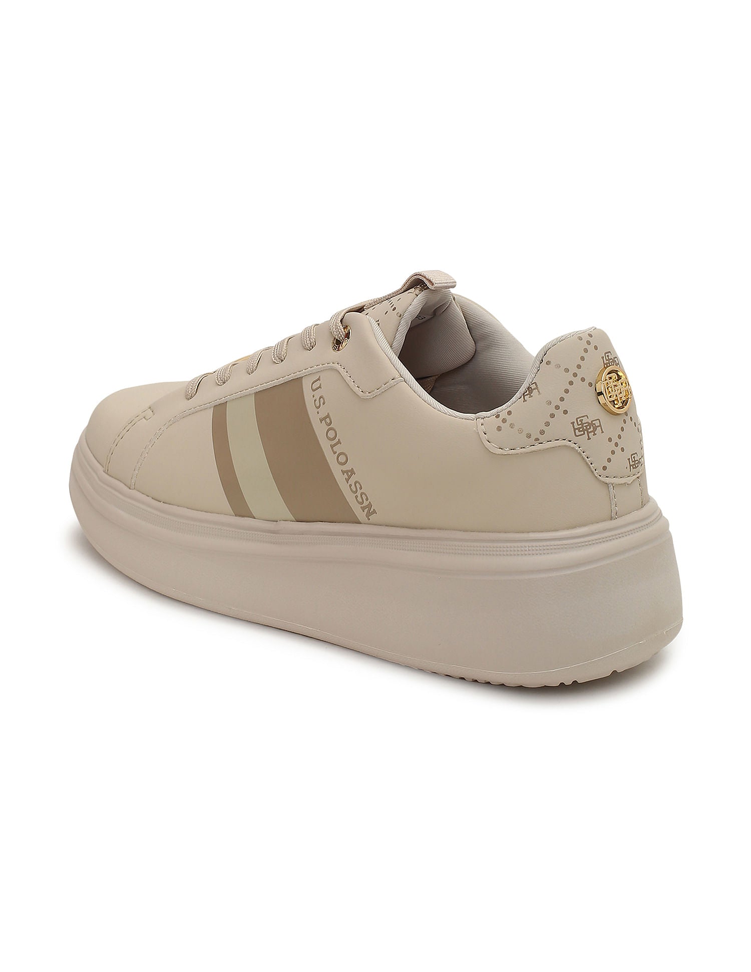 Round Toe Solid Clara 2.0 Sneakers Beige - U.S. Polo Assn. India | Large