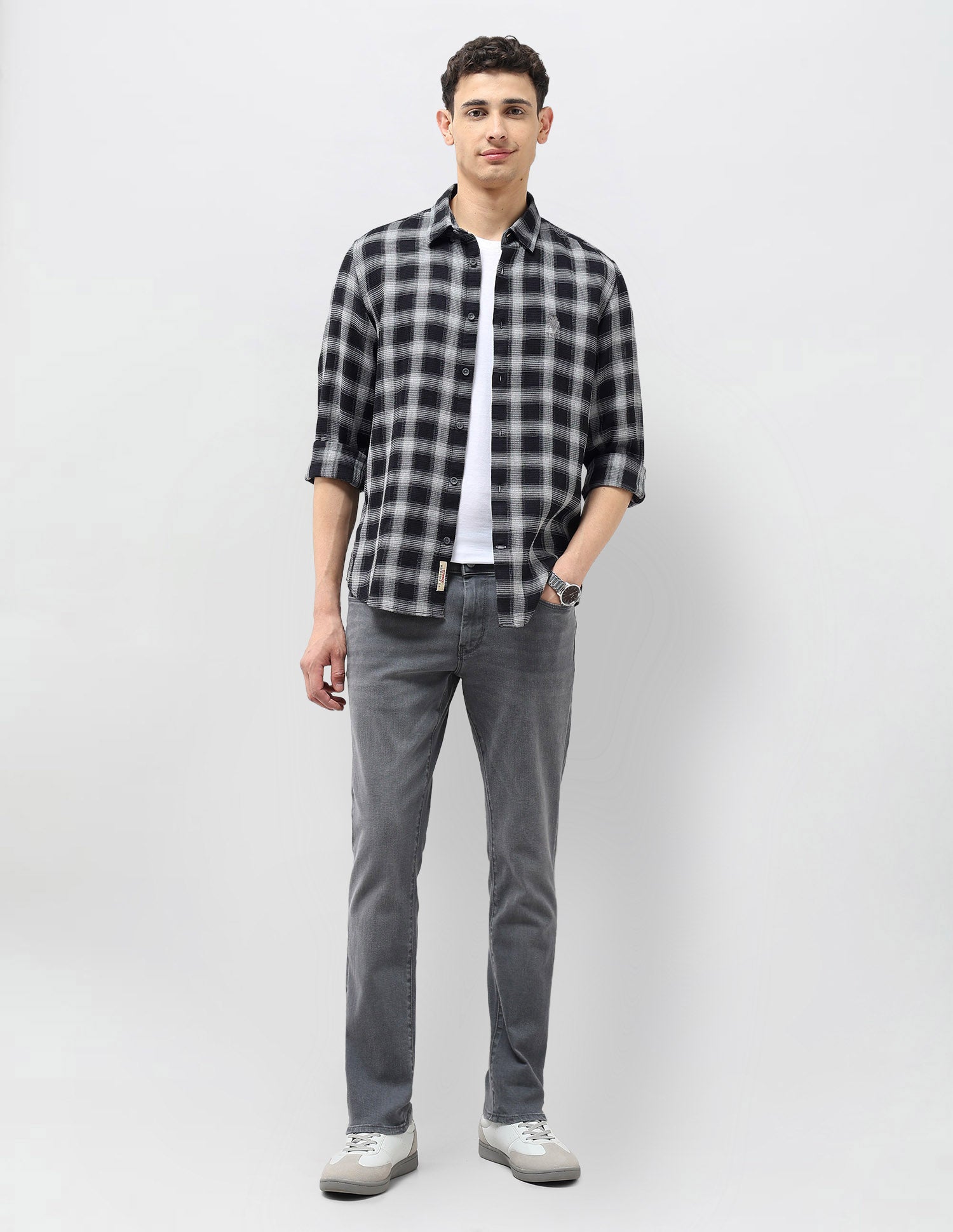 Tartan Checked Monochrome Shirt Black - U.S. POLO ASSN. | Large