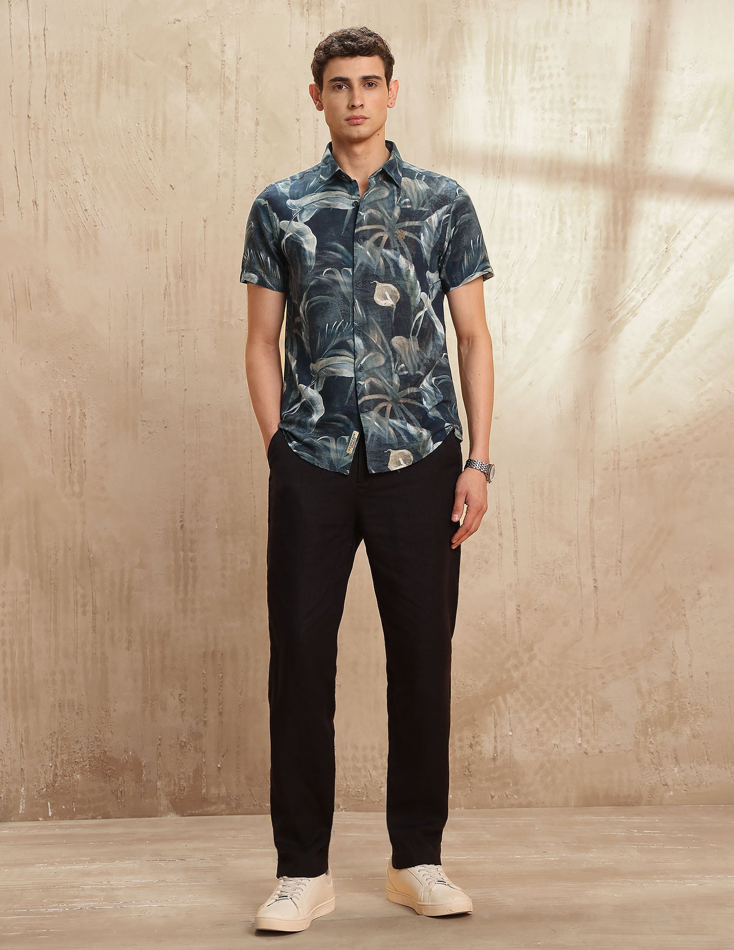 Floral Printed Legend Of Horseshoe Shirt Navy - U.S. POLO ASSN. | Large