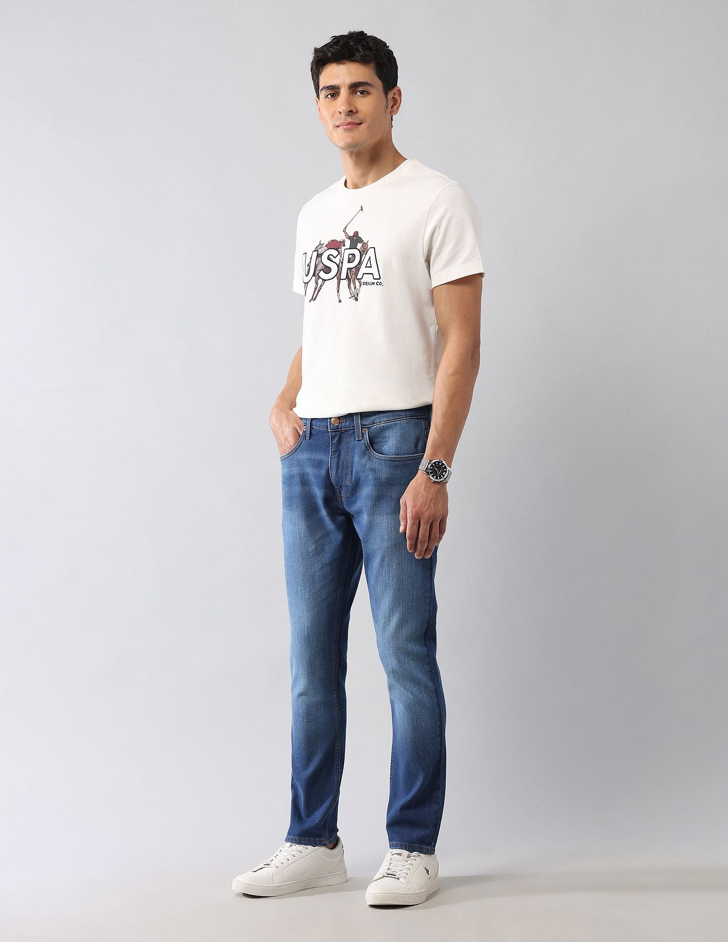 Henry Skinny Cropped Fit Blue Jeans Blue - U.S. POLO ASSN. | Large