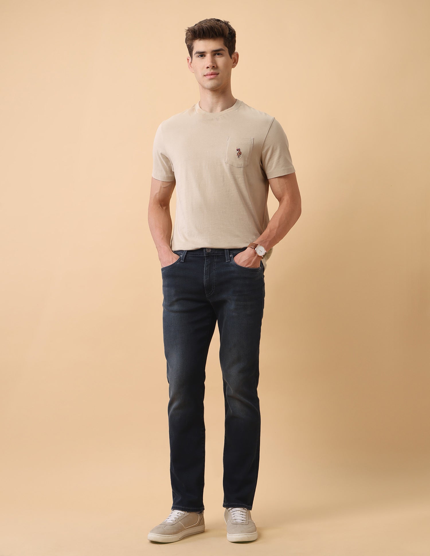 Pacho X Harold Slim Straight Fit Blue Jeans Mid Blue - U.S. Polo Assn. India | Large