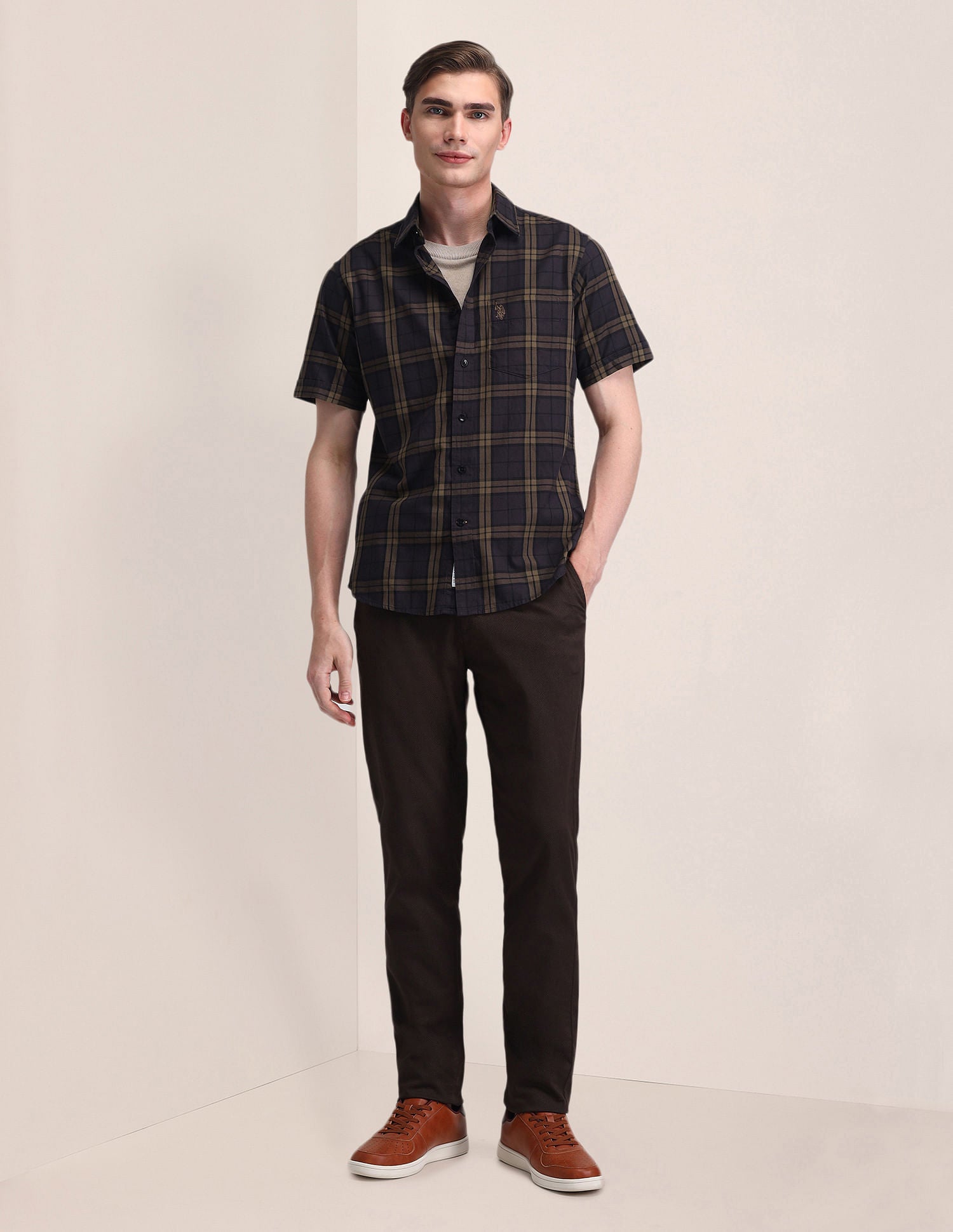 Tartan Check Tailored Fit Shirt Wine - U.S. Polo Assn. India | Large