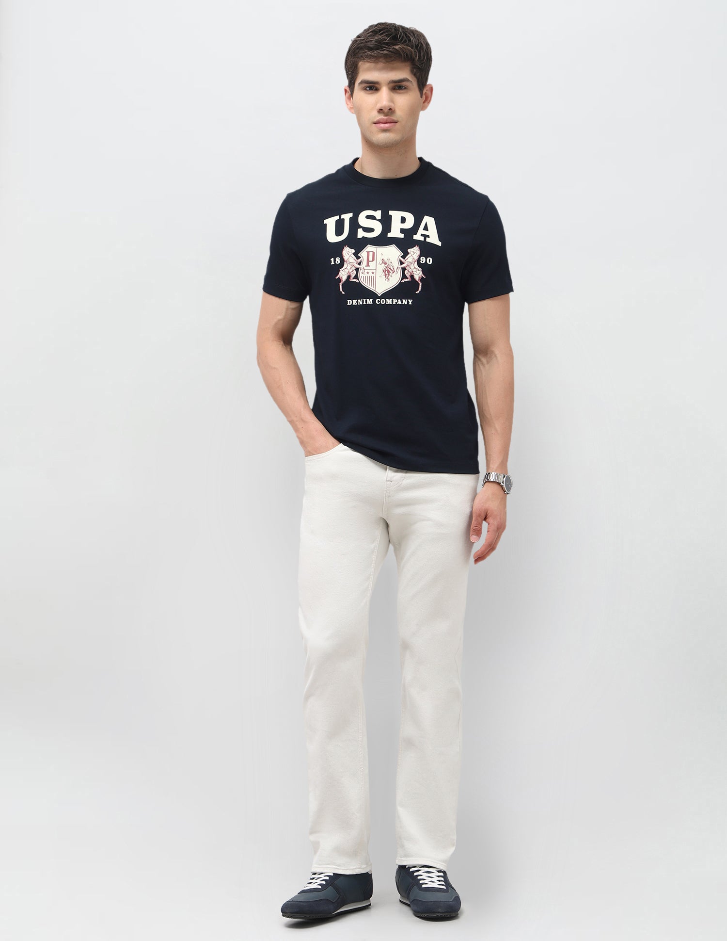 Graphic Brand Printed Slim Fit T-Shirt Navy - U.S. Polo Assn. India | Large
