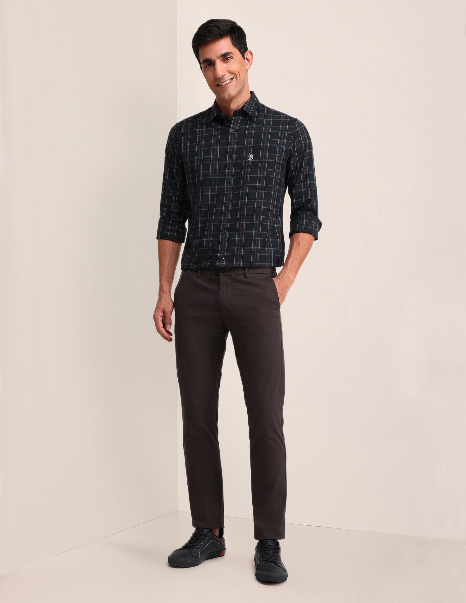 Plaid Checked Twill Shirt Brown - U.S. Polo Assn. India | Large