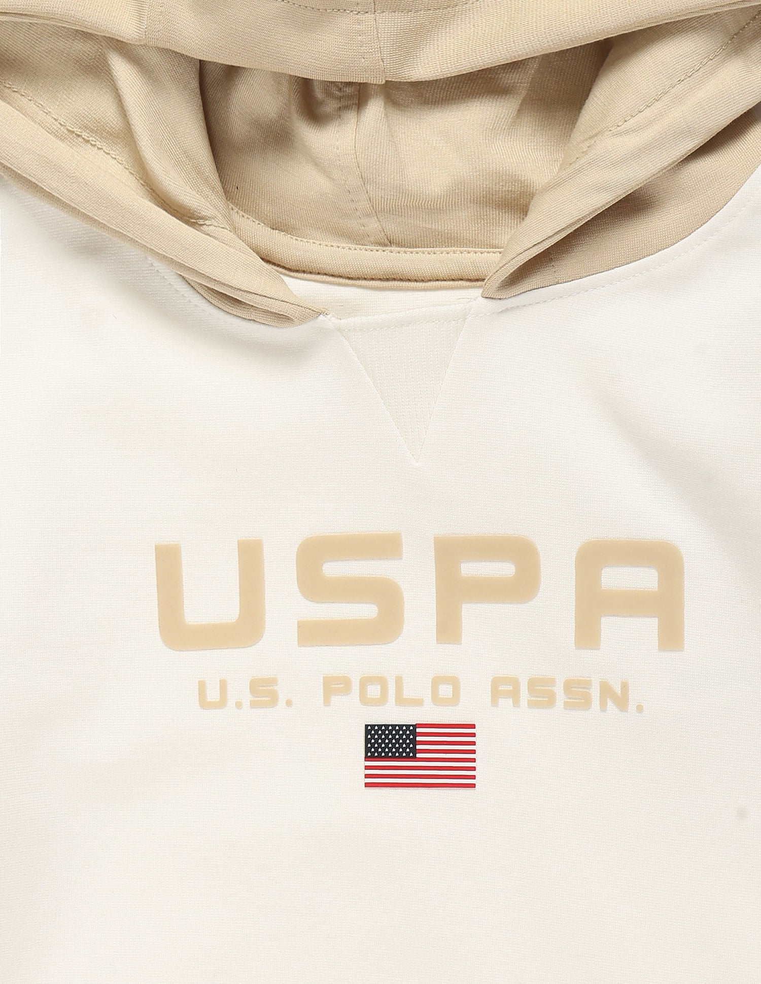 Colour Block Hooded Sweat Shirt Ecru - U.S. Polo Assn. India | Large