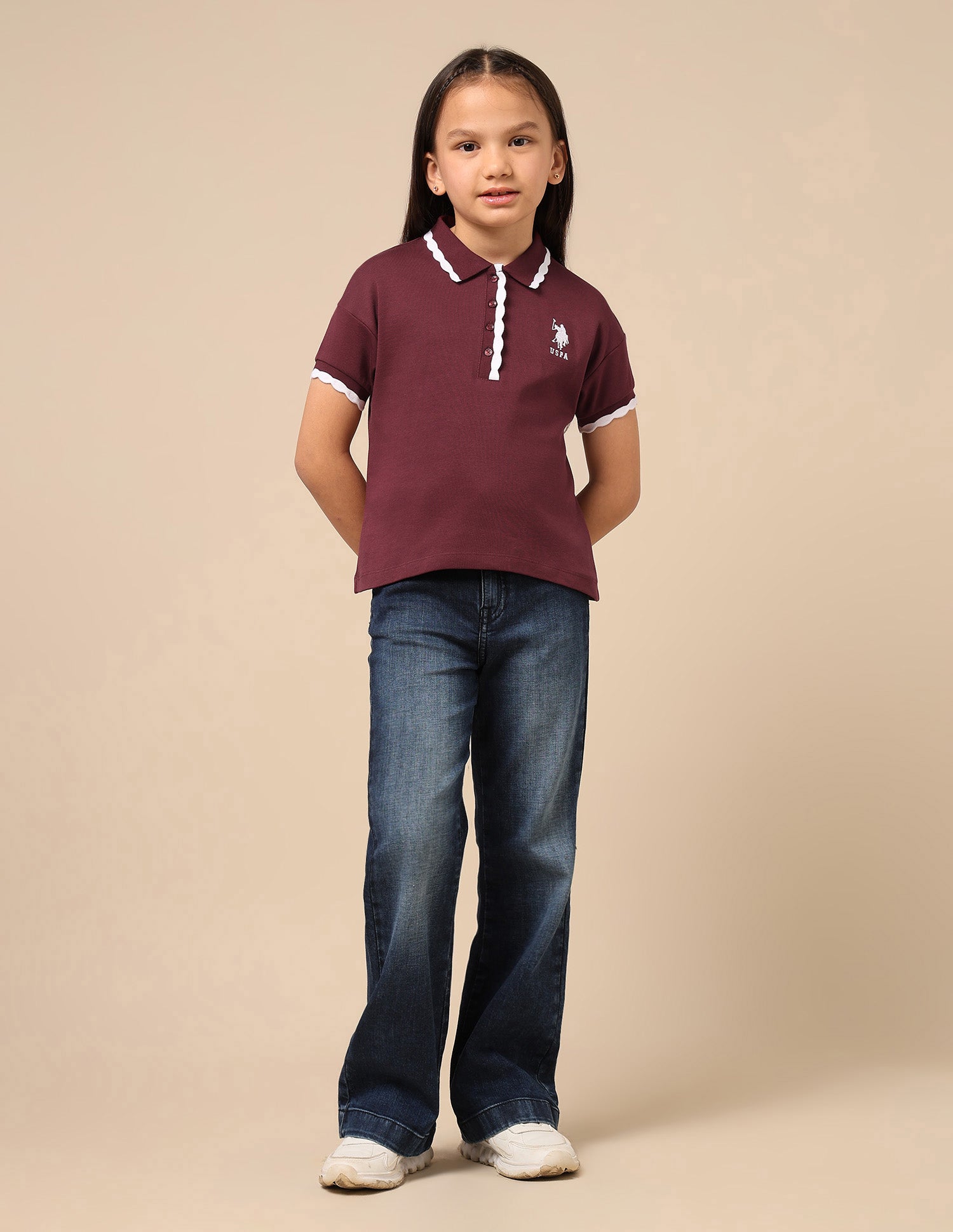 Girls Solid Boxy Fit Top Burgundy - U.S. POLO ASSN. | Large