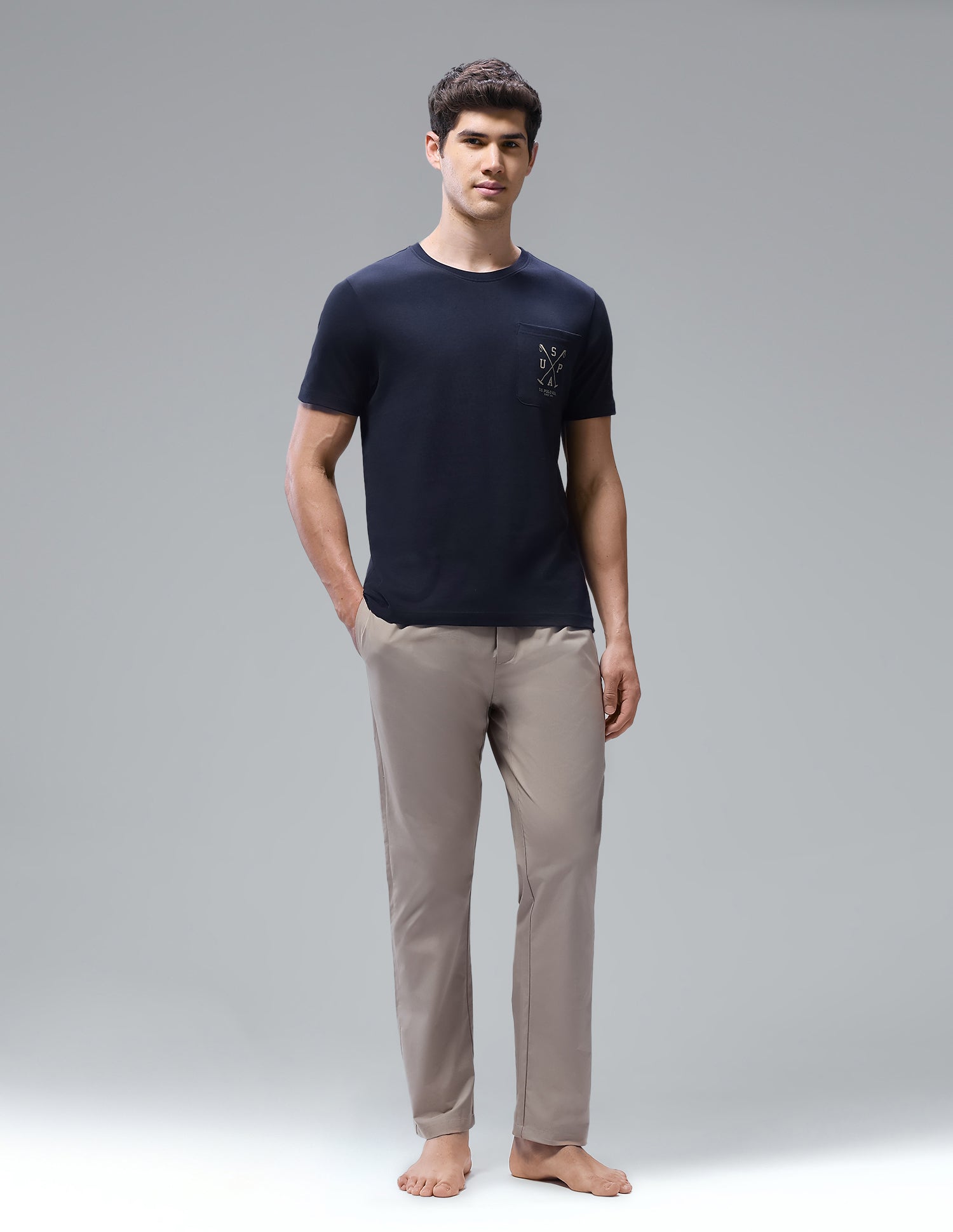 Solid Regular Fit Loungewear T-Shirt Navy - U.S. Polo Assn. India | Large