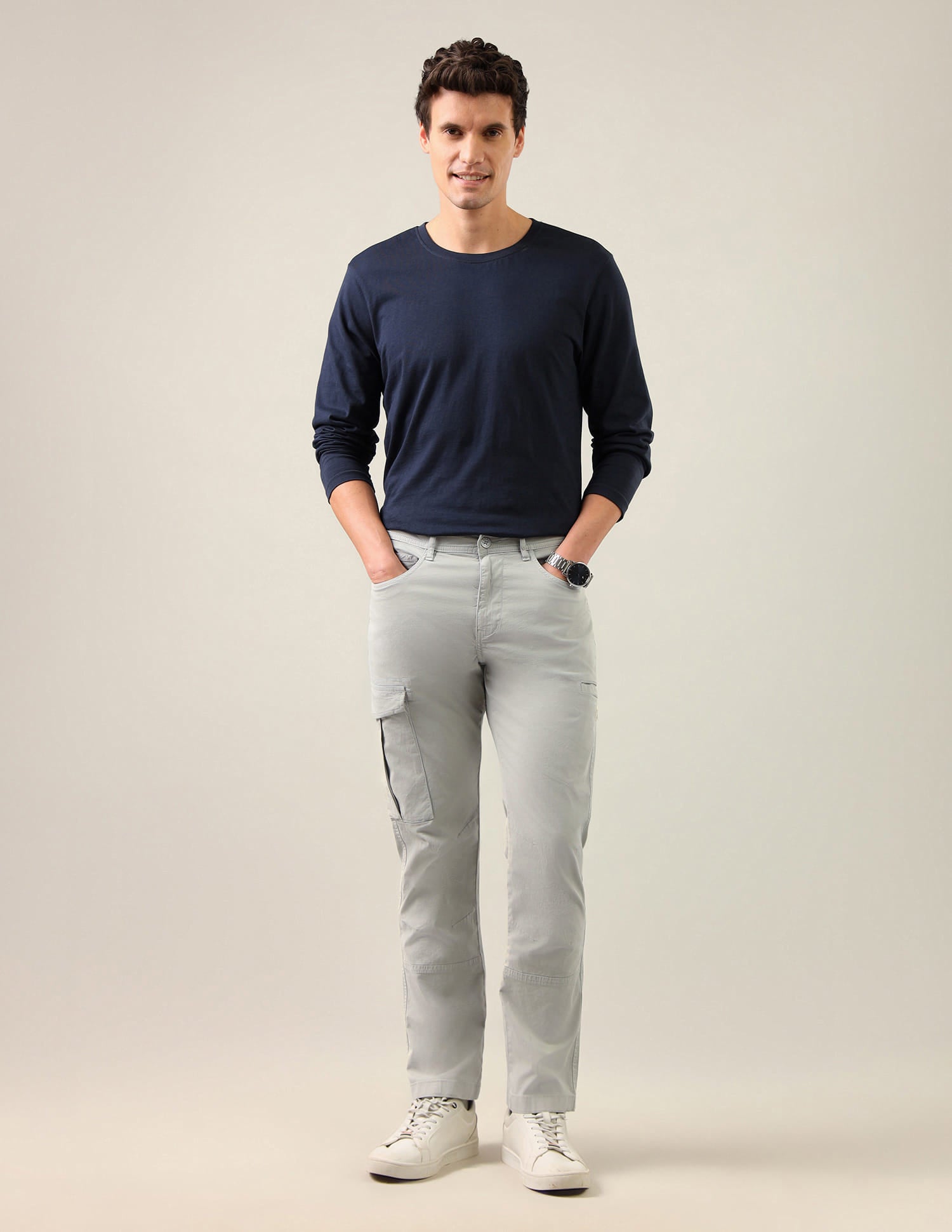 Harold Slim Straight Fit Twill Cargos Grey - U.S. Polo Assn. India | Large