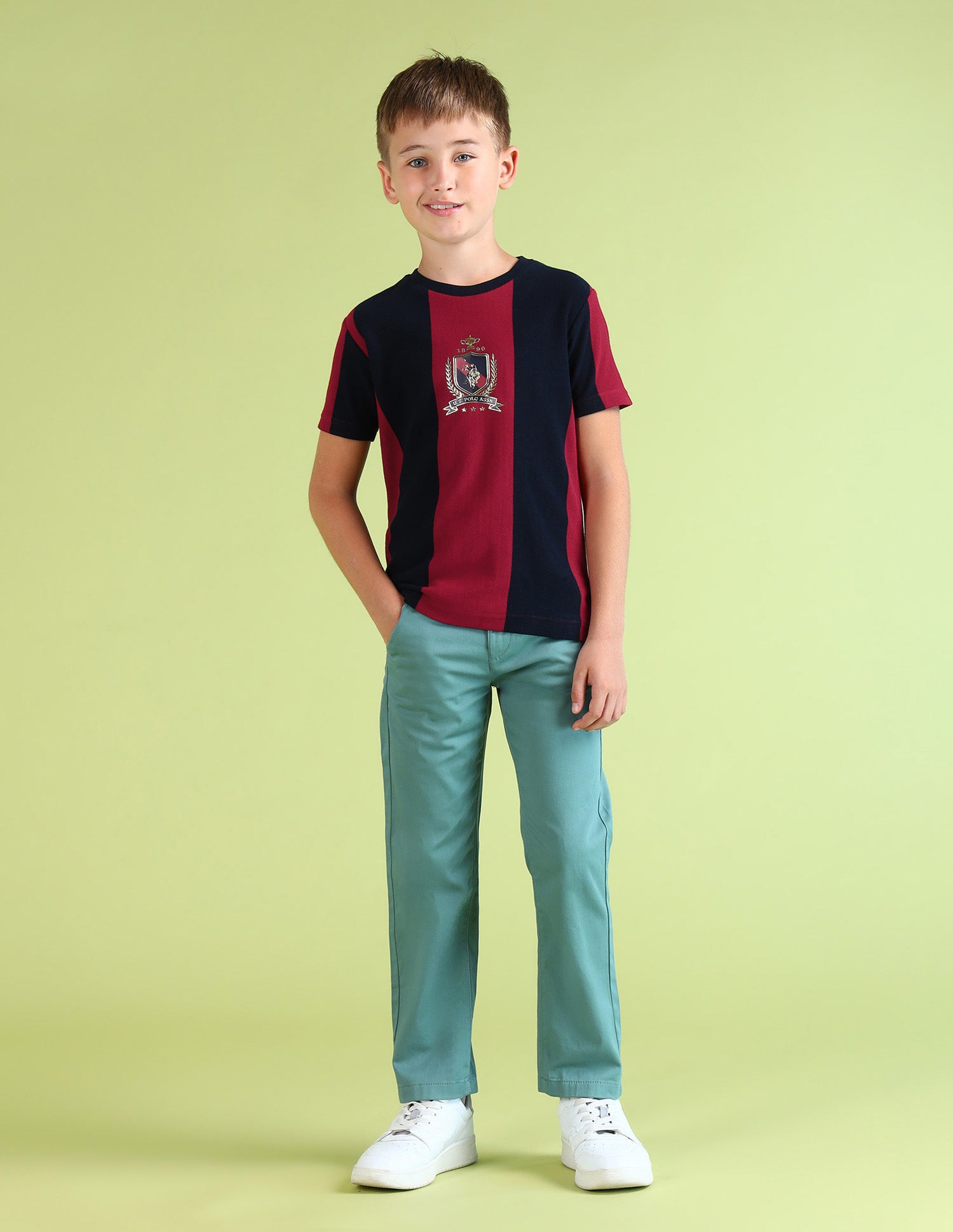 Boys Colourblock Pattern Regular Fit T-Shirt Navy - U.S. Polo Assn. India | Large