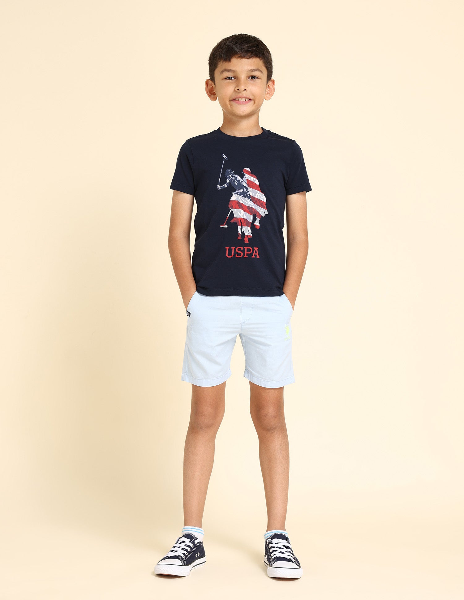 Boys Brand Print Cotton T-Shirt Navy - U.S. Polo Assn. India | Large